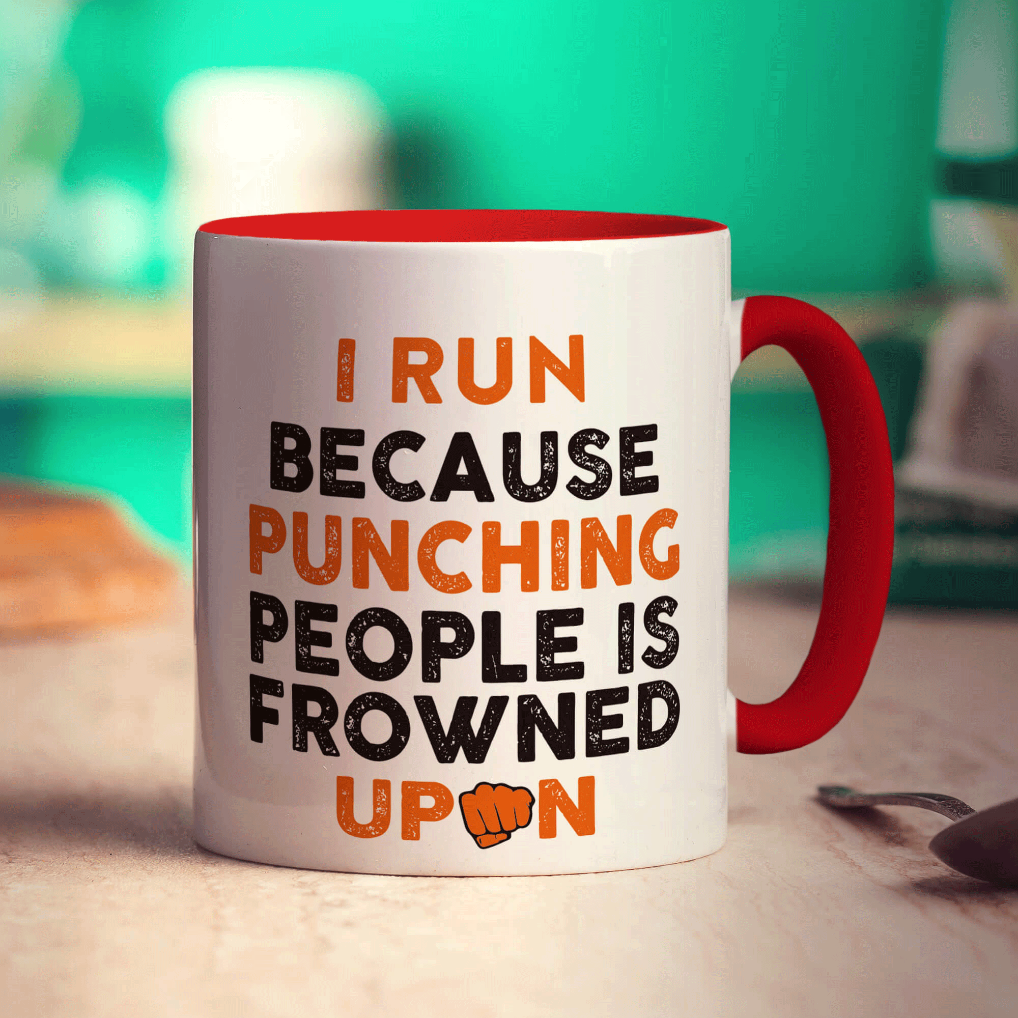 I Run Because Punching People is Frowned Upon Mug - Standard 330ml (11oz) / Red