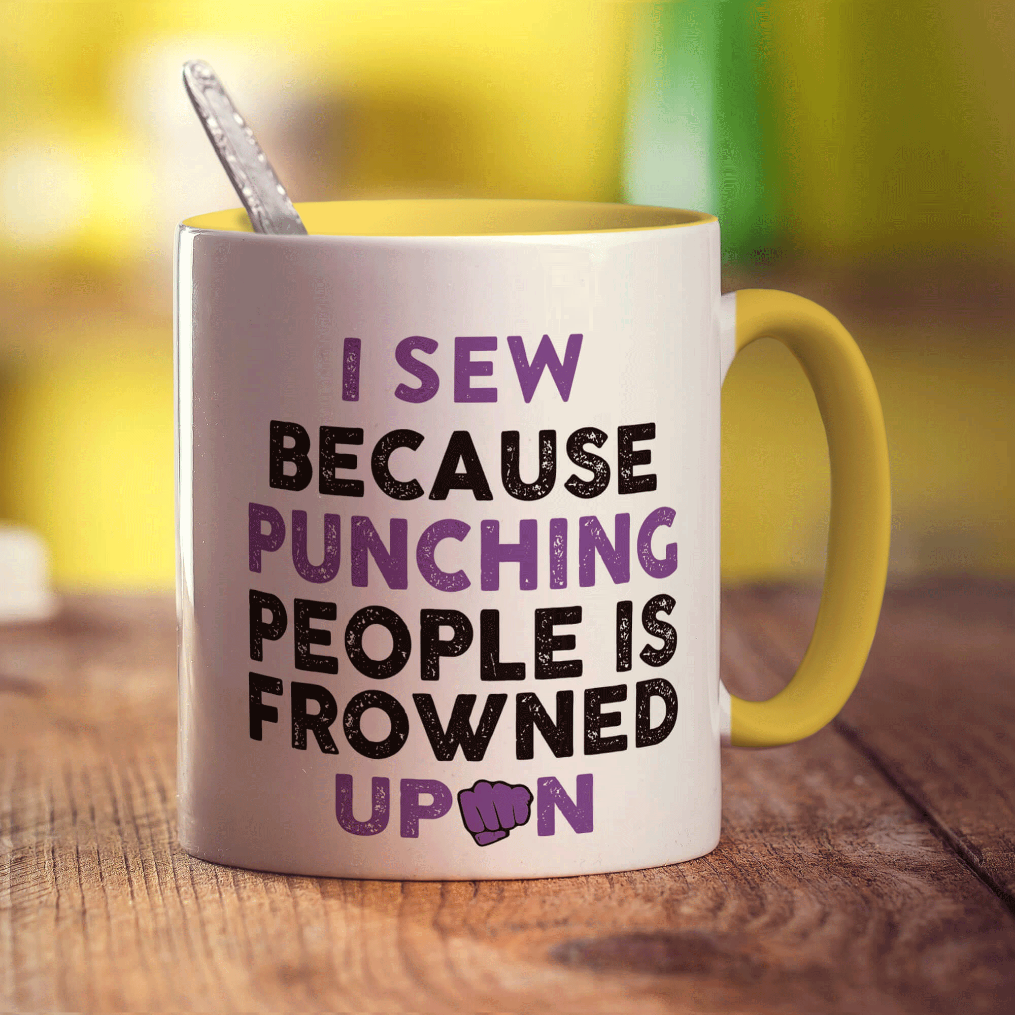 I Sew Because Punching People is Frowned Upon Mug