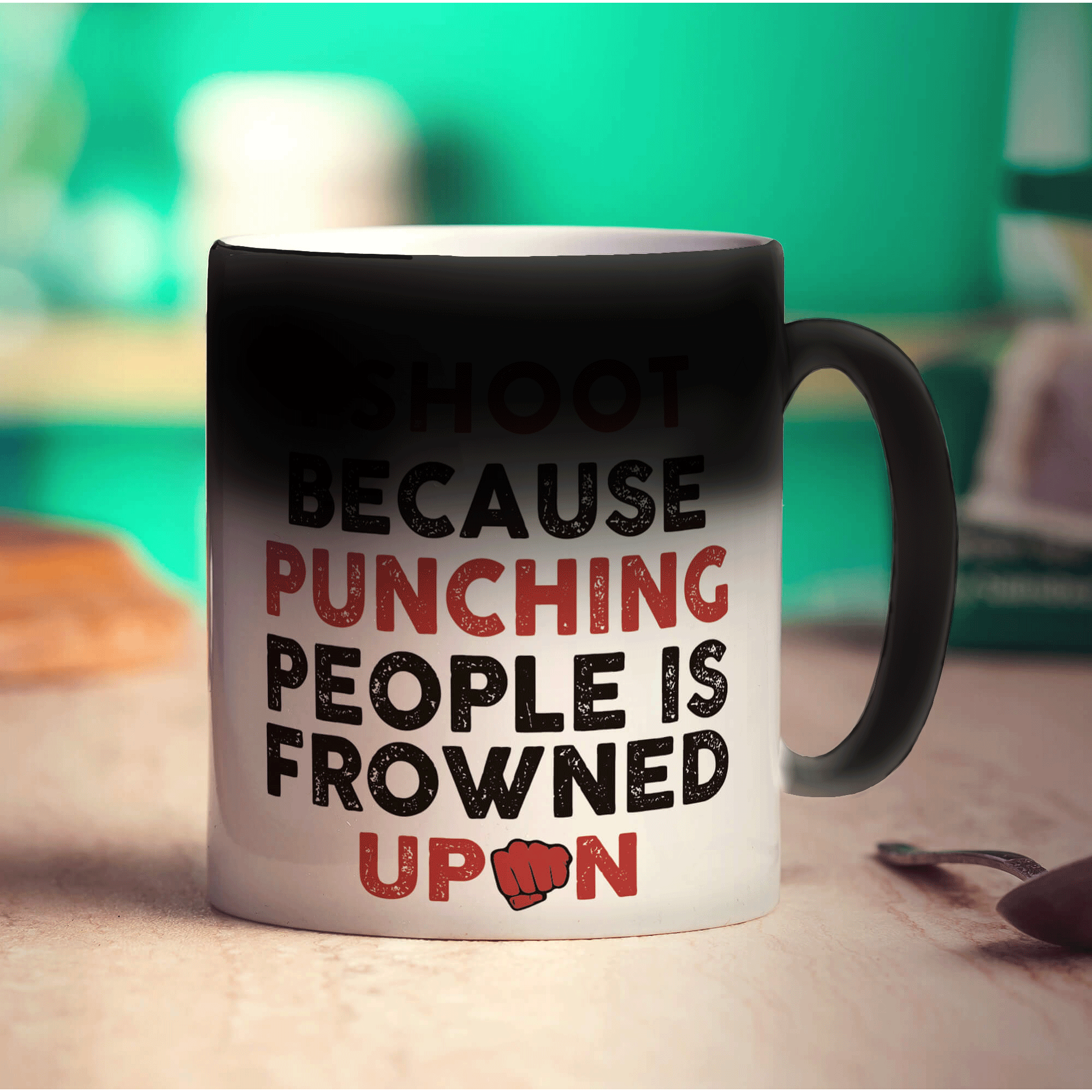I Shoot Because Punching People is Frowned Upon Mug - Standard 330ml (11oz) / Magic Mug
