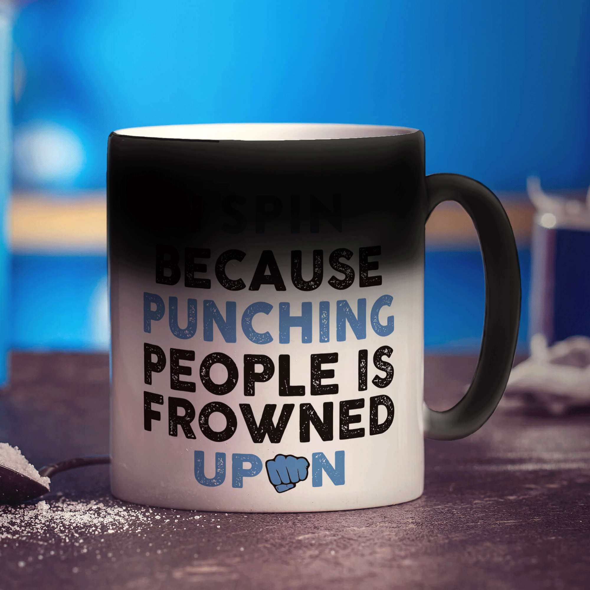 I Spin Because Punching People is Frowned Upon Mug - Standard 330ml (11oz) / Magic Mug