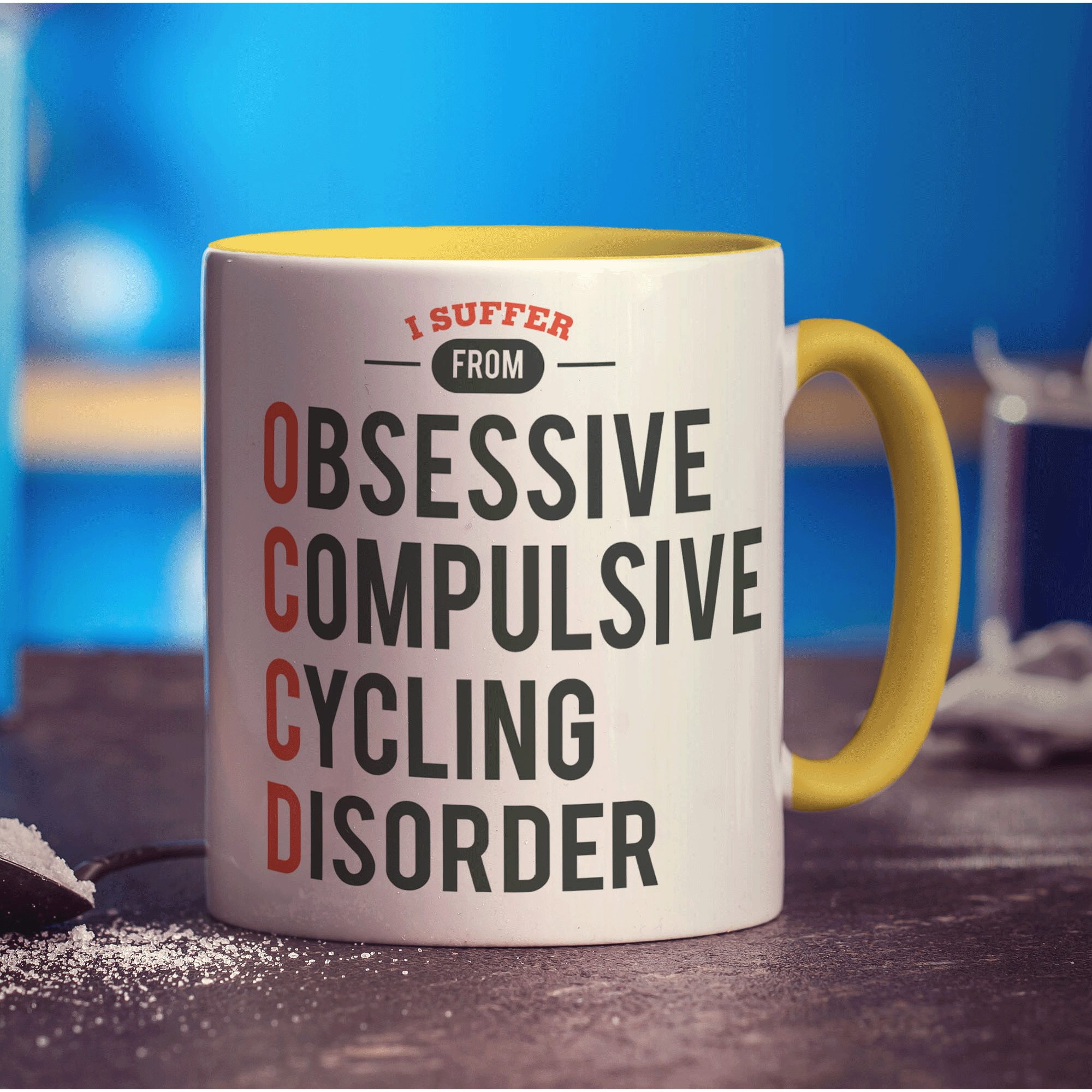 I Suffer From Obsessive, Compulsive Cycling Disorder Mug - Standard 330ml (11oz) / Yellow
