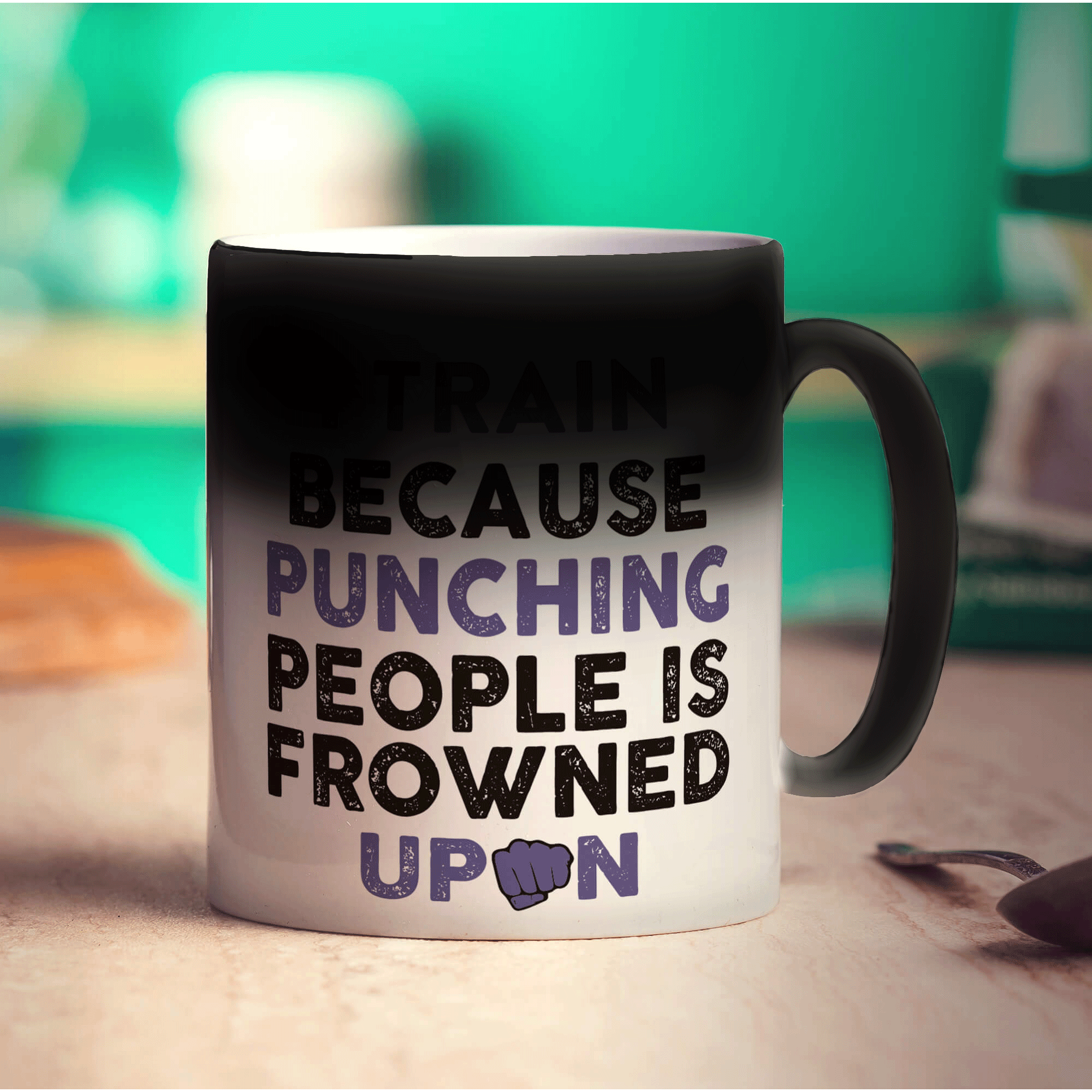 I Train Because Punching People is Frowned Upon Mug - Standard 330ml (11oz) / Magic Mug