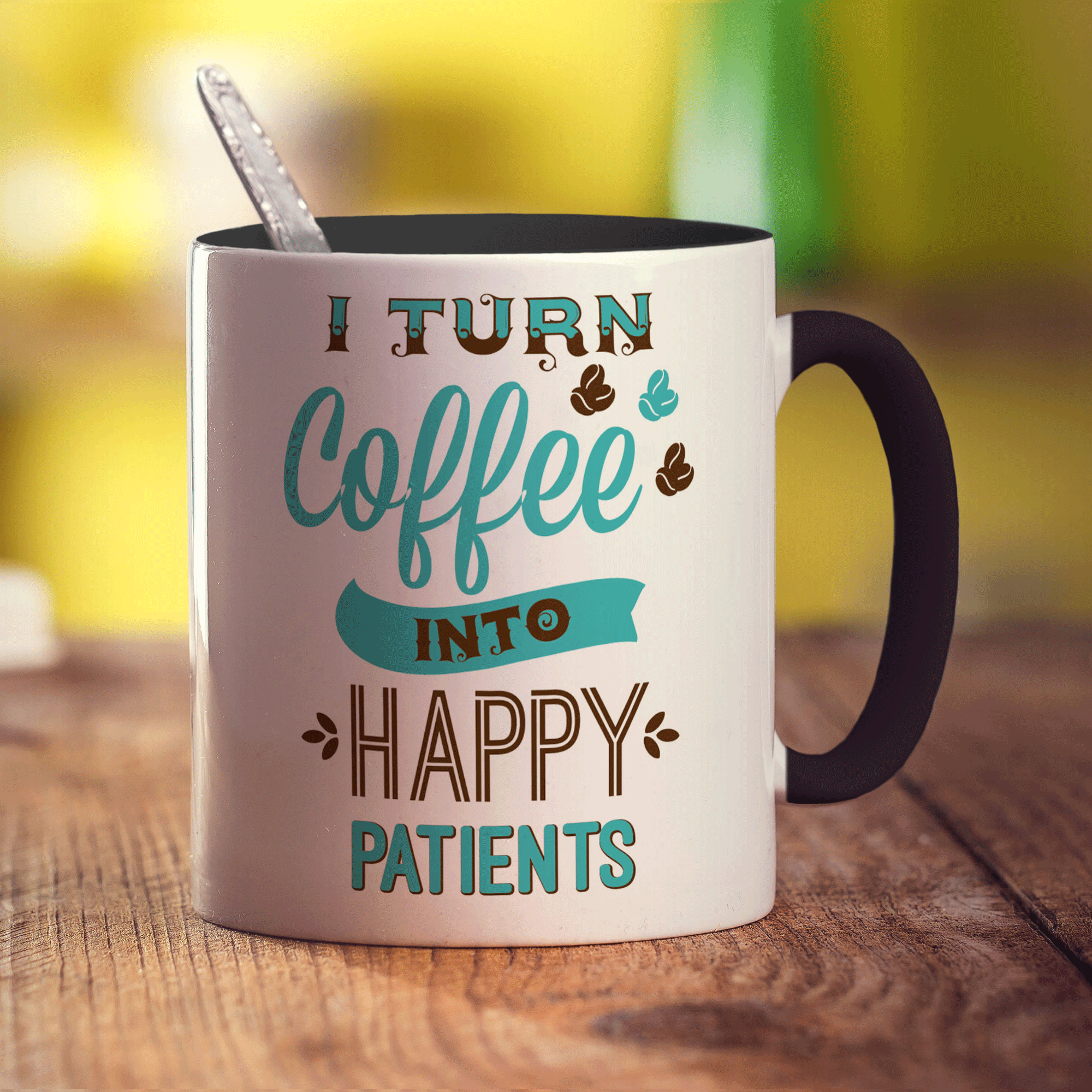 I Turn Coffee into Happy Patients Mug - Standard 330ml (11oz) / Black
