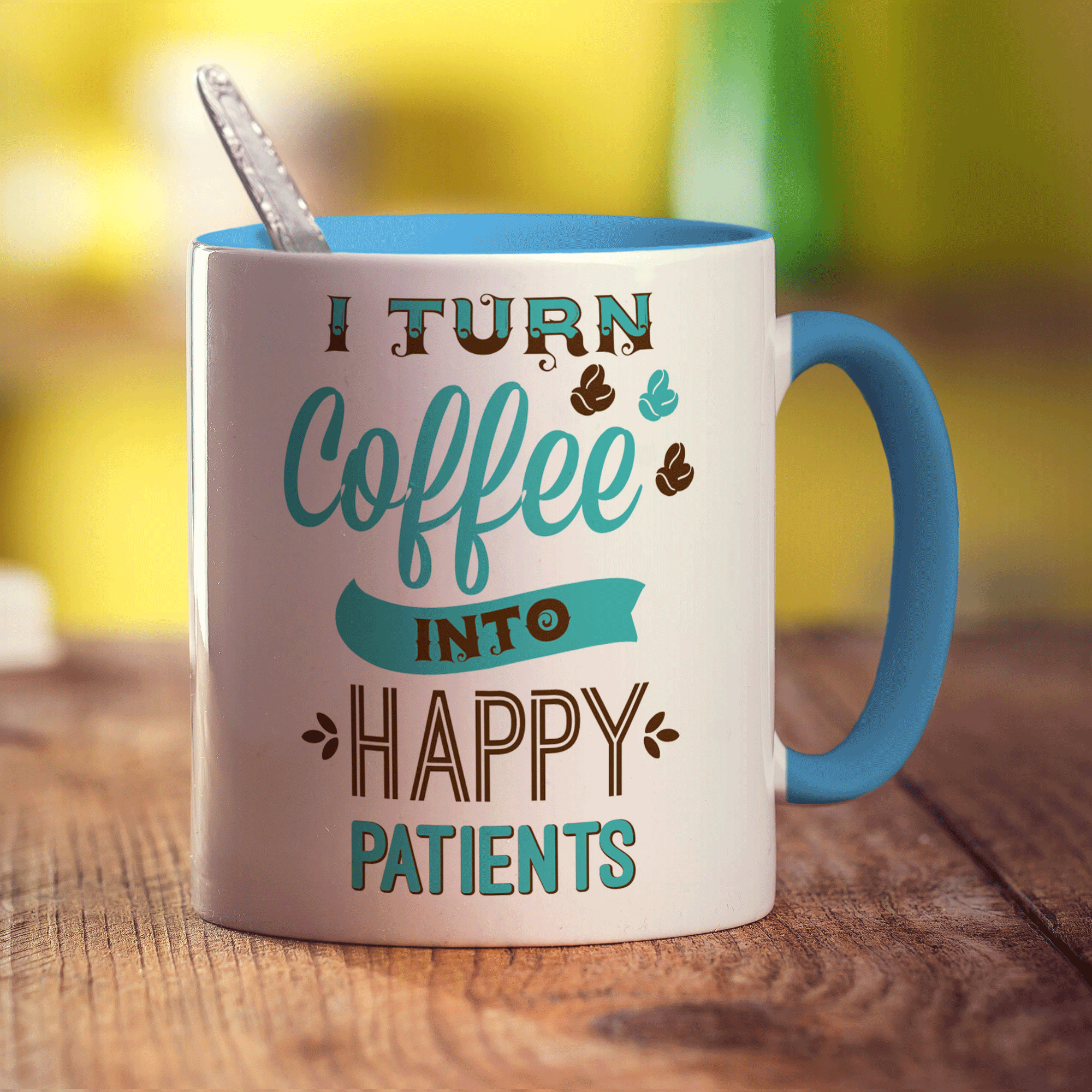 I Turn Coffee into Happy Patients Mug - Standard 330ml (11oz) / Blue