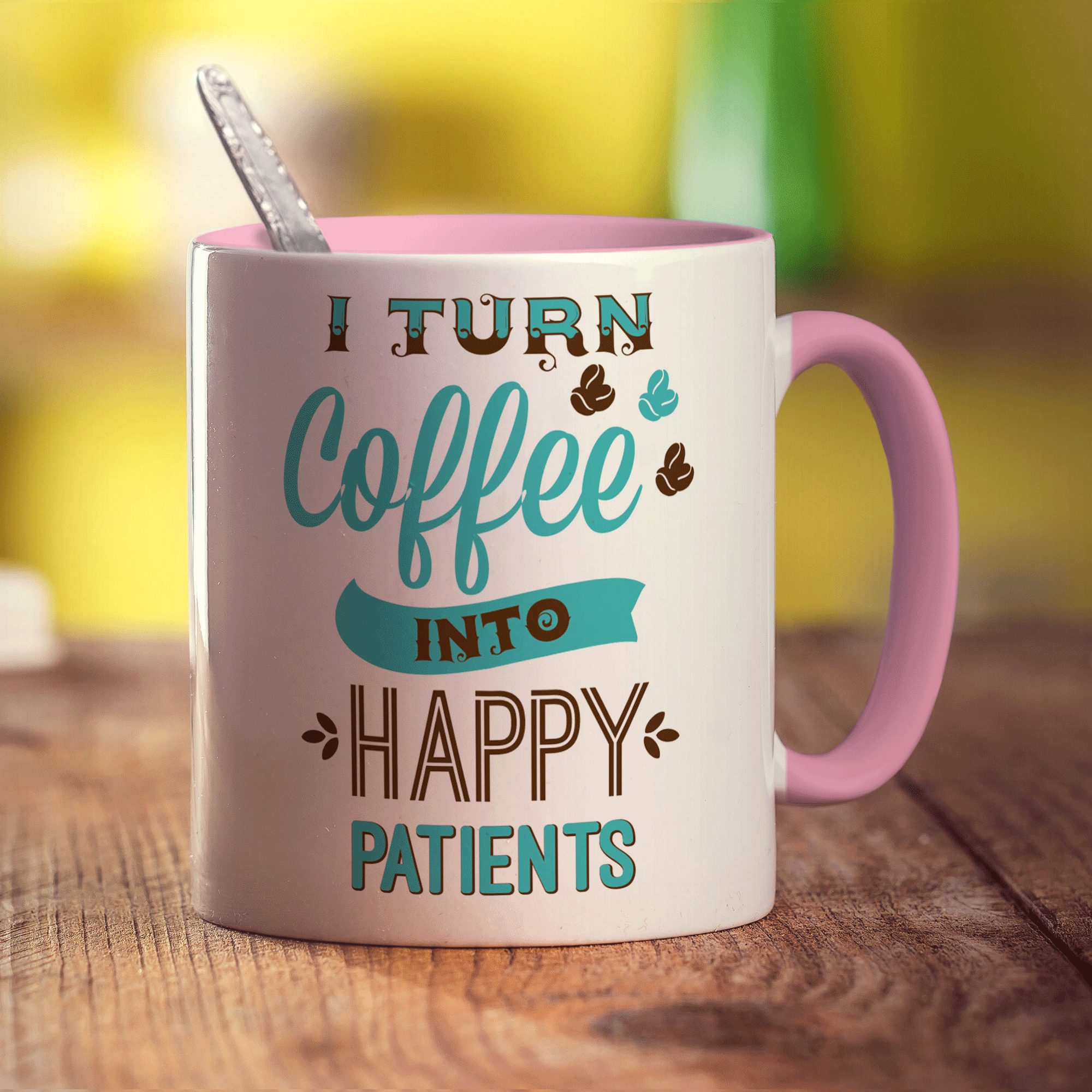 I Turn Coffee into Happy Patients Mug - Standard 330ml (11oz) / Pink