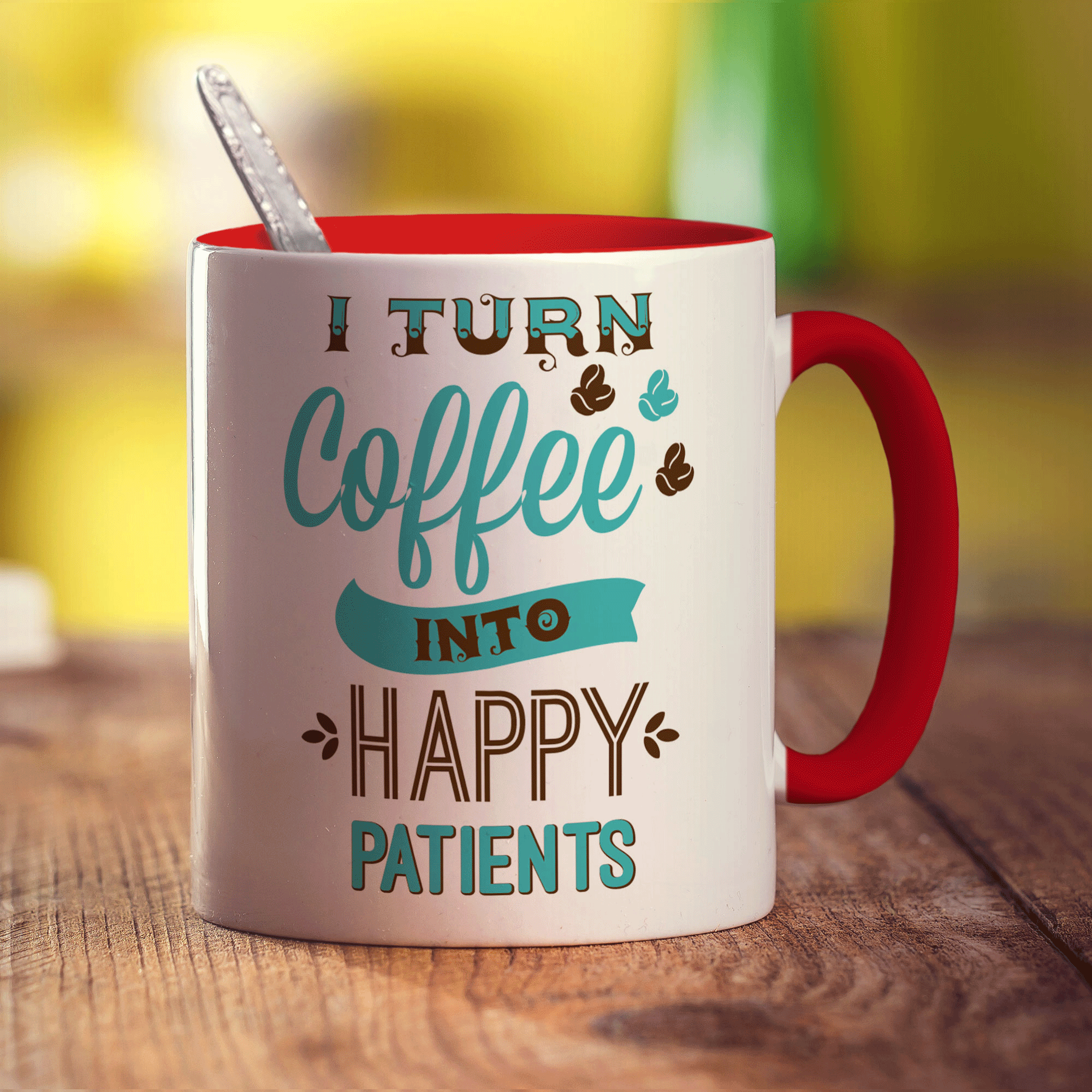 I Turn Coffee into Happy Patients Mug - Standard 330ml (11oz) / Red