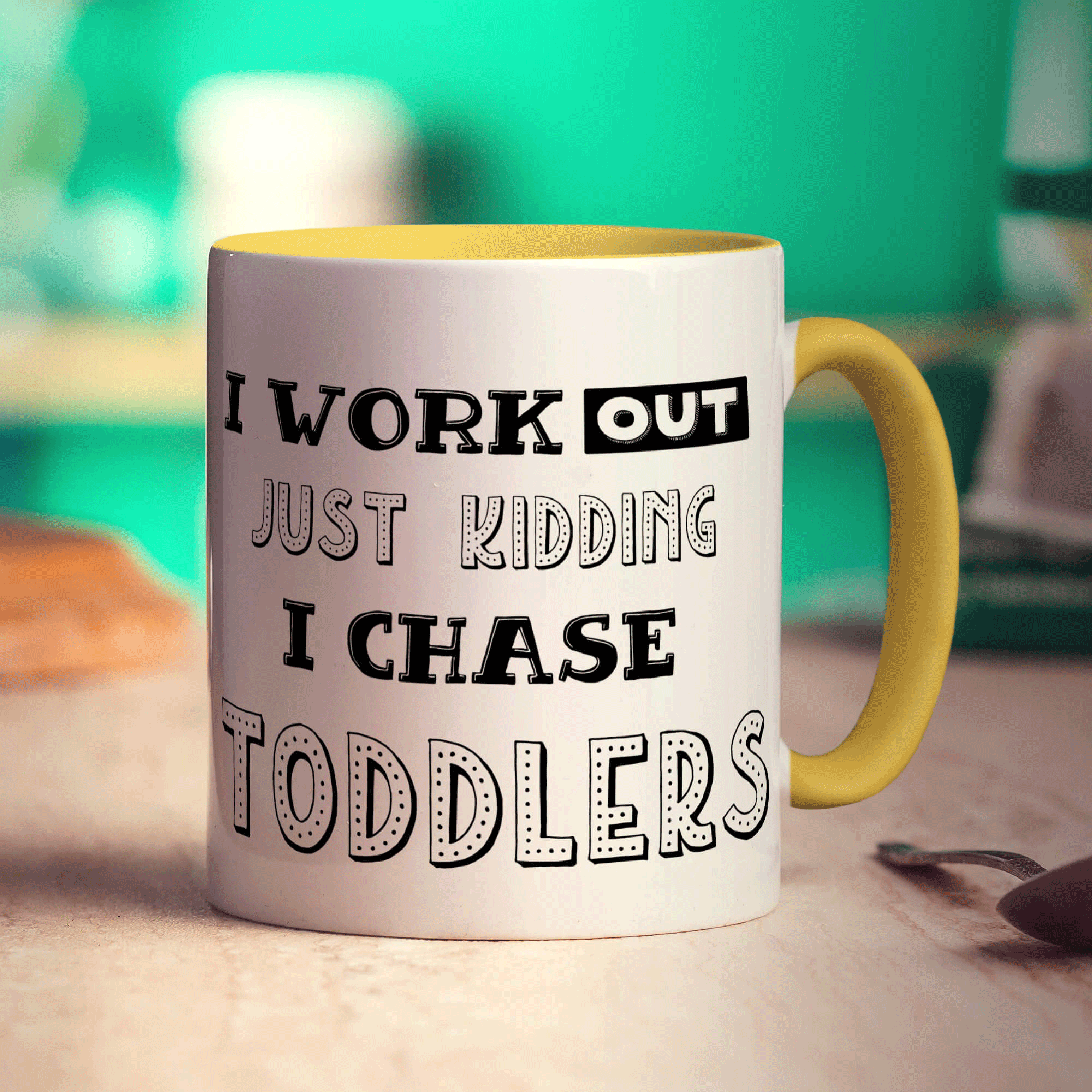 I Work Out Just Kidding I Chase Toddlers Mug - Standard 330ml (11oz) / Yellow
