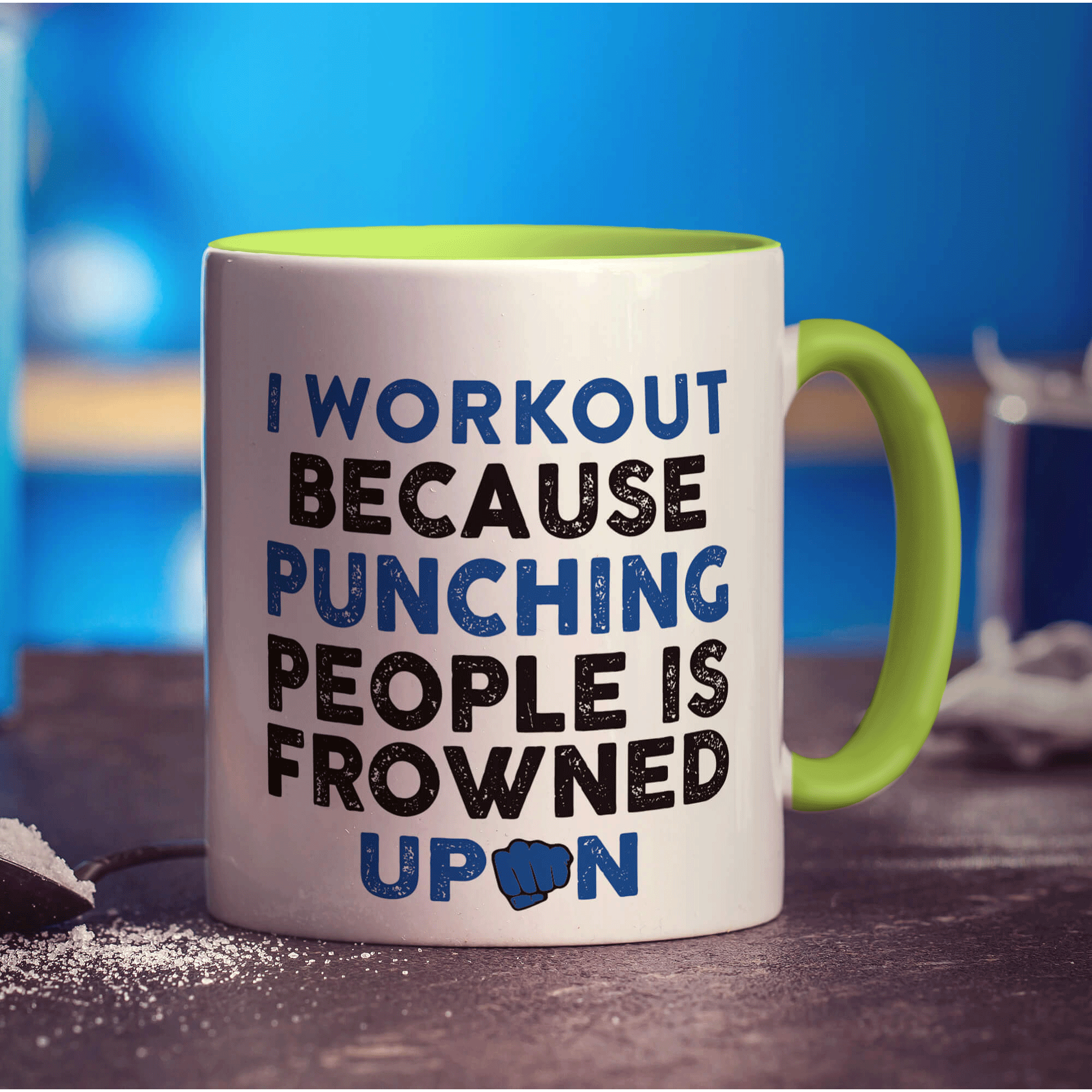 I Workout Because Punching People is Frowned Upon Mug - Standard 330ml (11oz) / Green