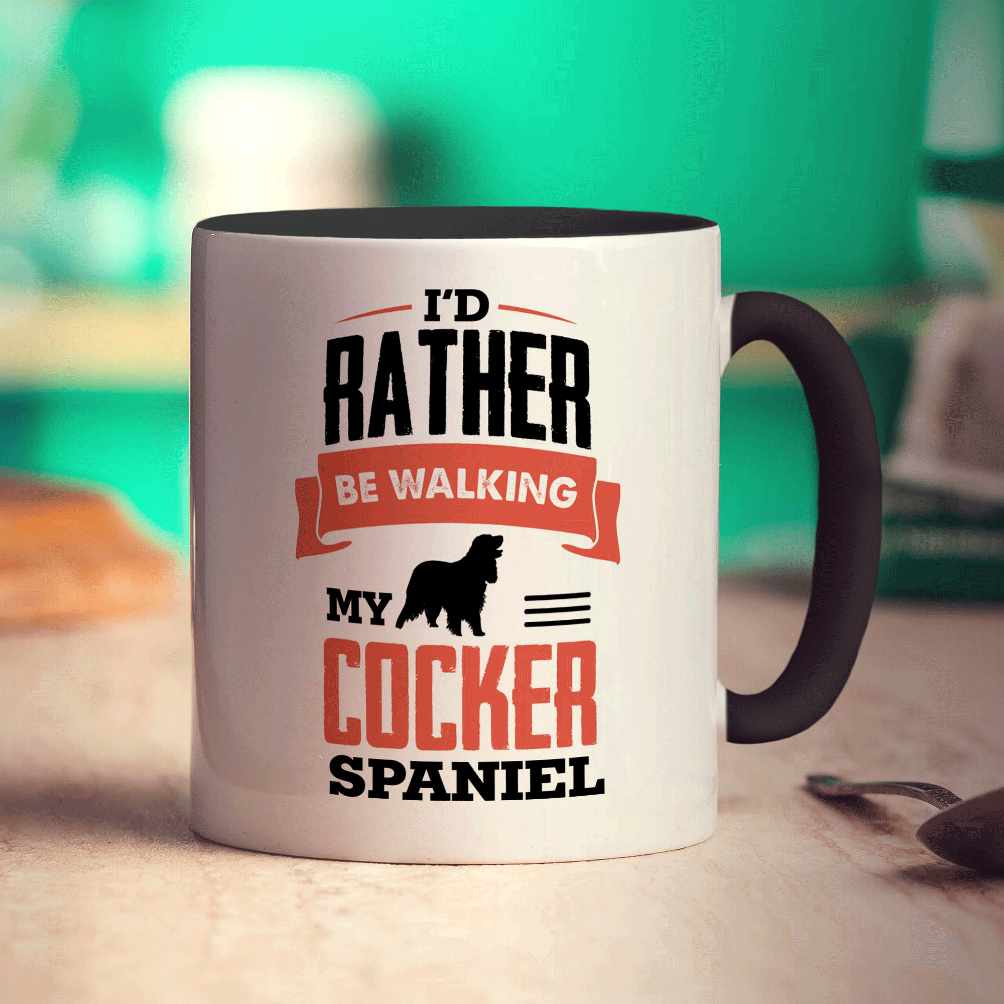 I'd Rather Be Walking My Cocker Spaniel Mug - Standard 330ml (11oz) / Black