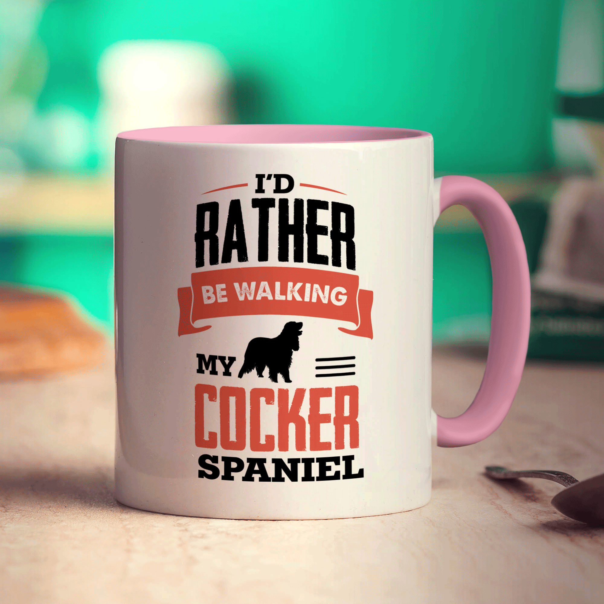 I'd Rather Be Walking My Cocker Spaniel Mug - Standard 330ml (11oz) / Pink