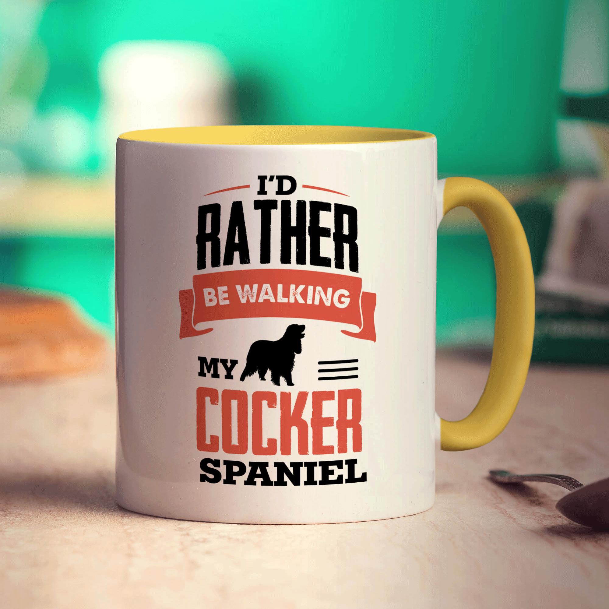 I'd Rather Be Walking My Cocker Spaniel Mug - Standard 330ml (11oz) / Yellow