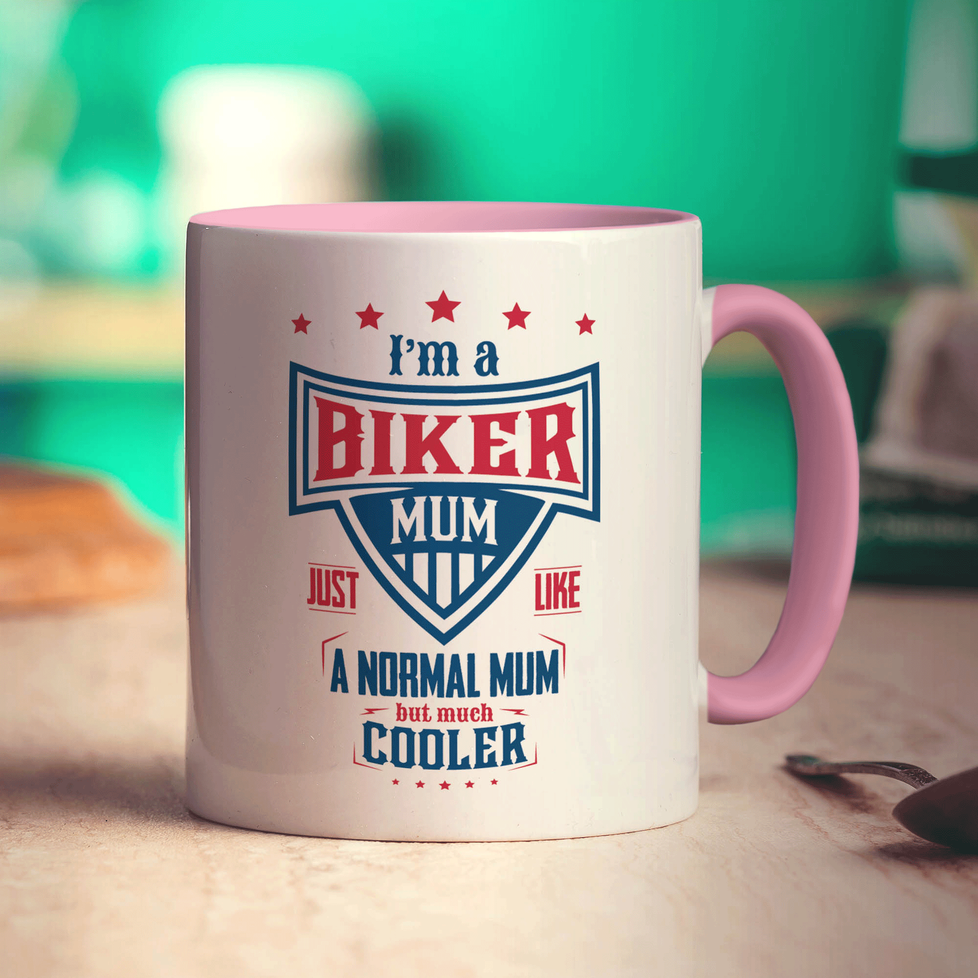 I'm a Biker Mum Just Like a Normal Mum but Much Cooler Mug - Standard 330ml (11oz) / Pink