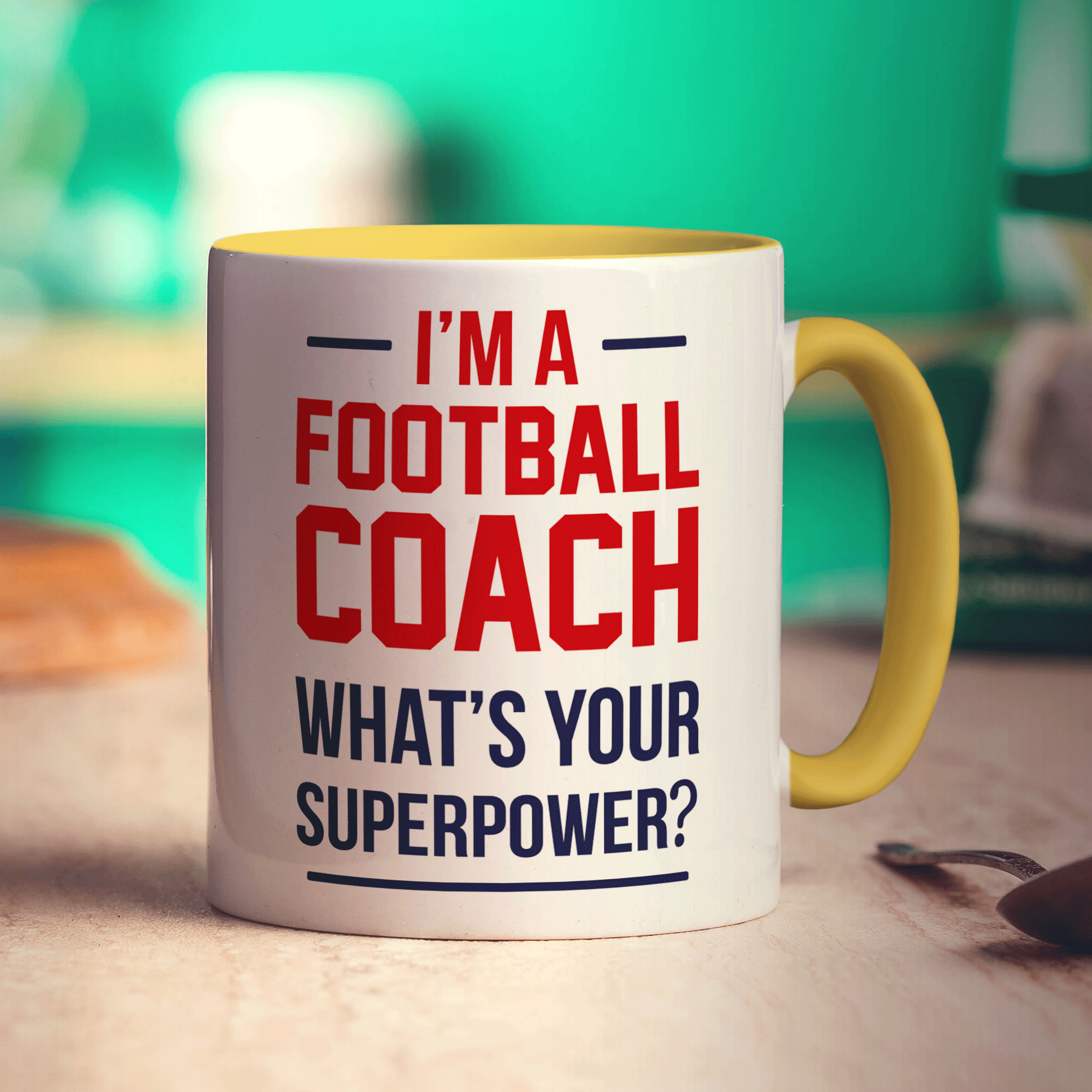 I'm a Football Coach What is Your Superpower Mug - Standard 330ml (11oz) / Yellow