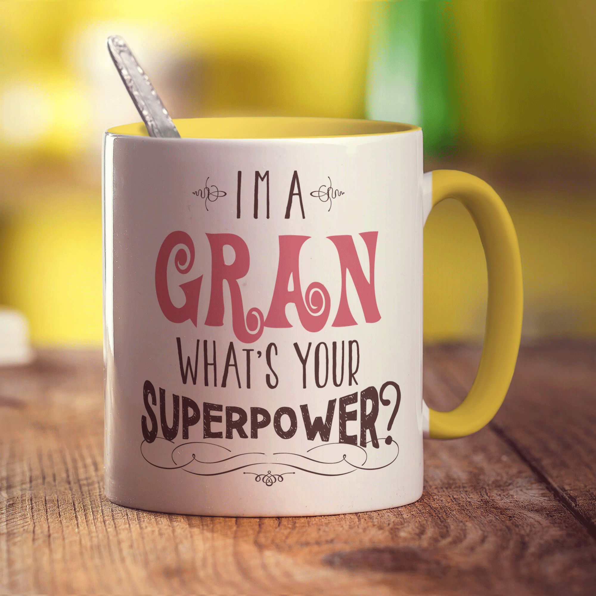 I'm a Gran What's Your Super Power Mug - Standard 330ml (11oz) / Yellow