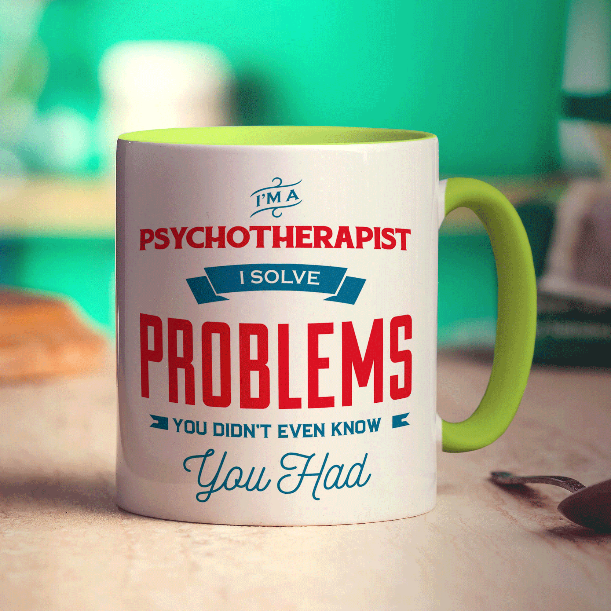 I'm a Psychotherapist I Solve Problems You Didn't Even Know You Had Mug - Standard 330ml (11oz) / Green