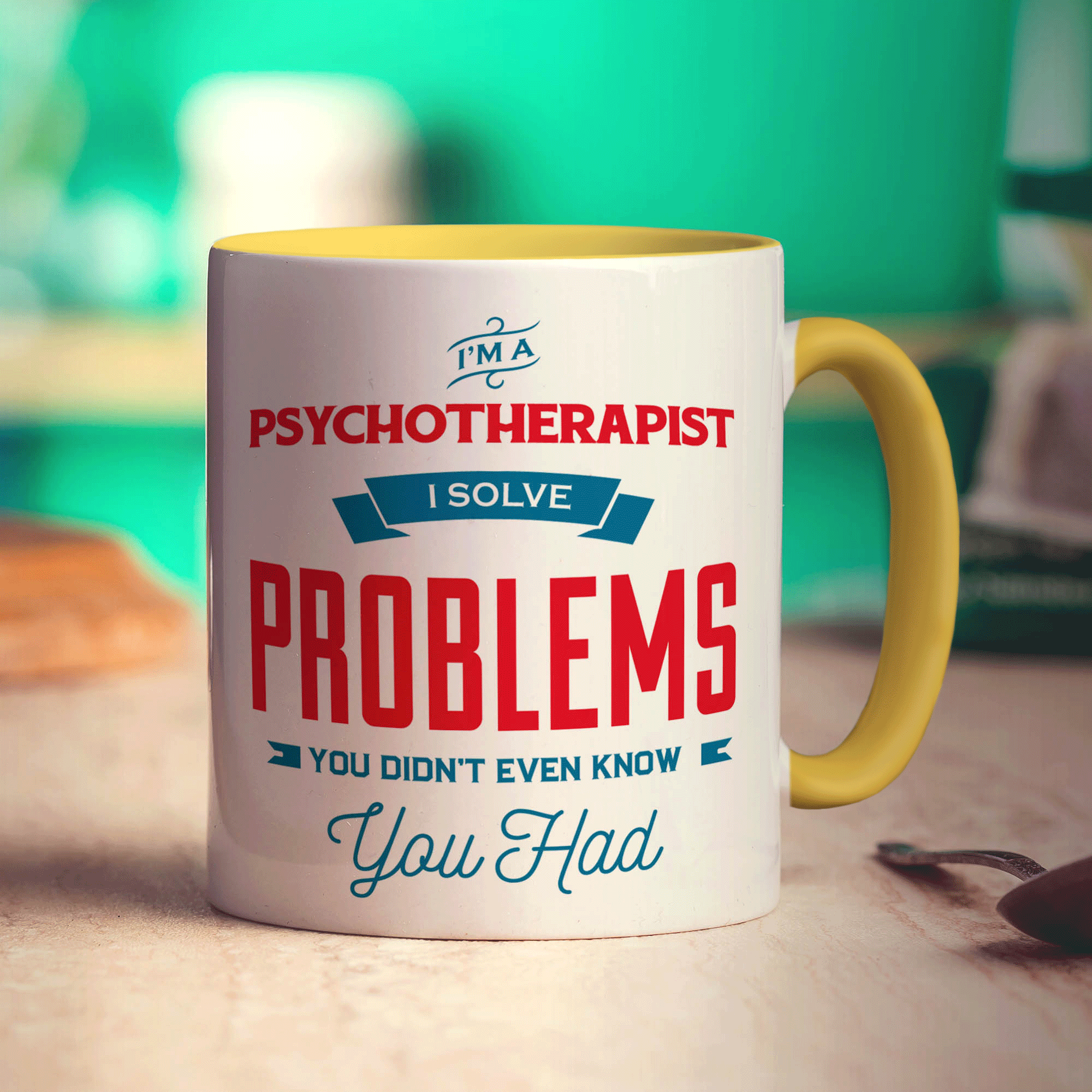 I'm a Psychotherapist I Solve Problems You Didn't Even Know You Had Mug - Standard 330ml (11oz) / Yellow