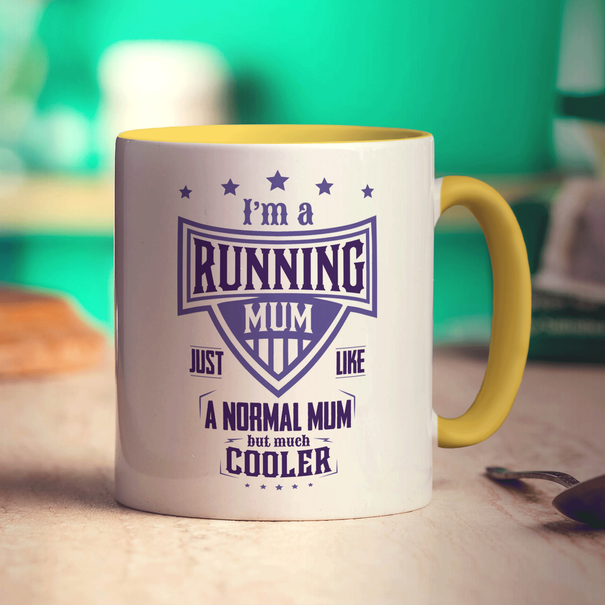 I'm a Running Mum Just Like a Normal Mum but Much Cooler Mug - Standard 330ml (11oz) / Yellow