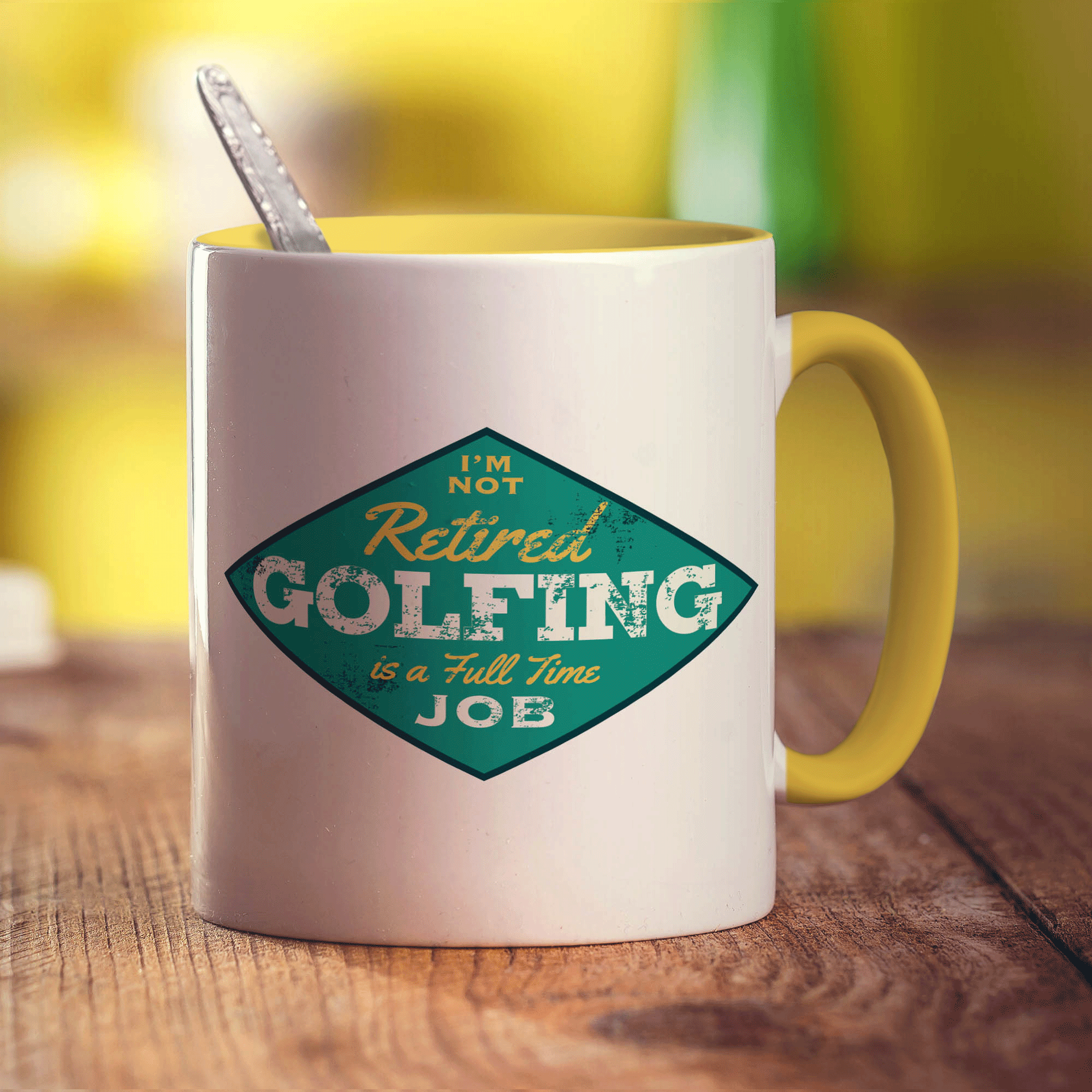 I'm Not Retired, Golfing is a Full Time Job Mug - Standard 330ml (11oz) / Yellow