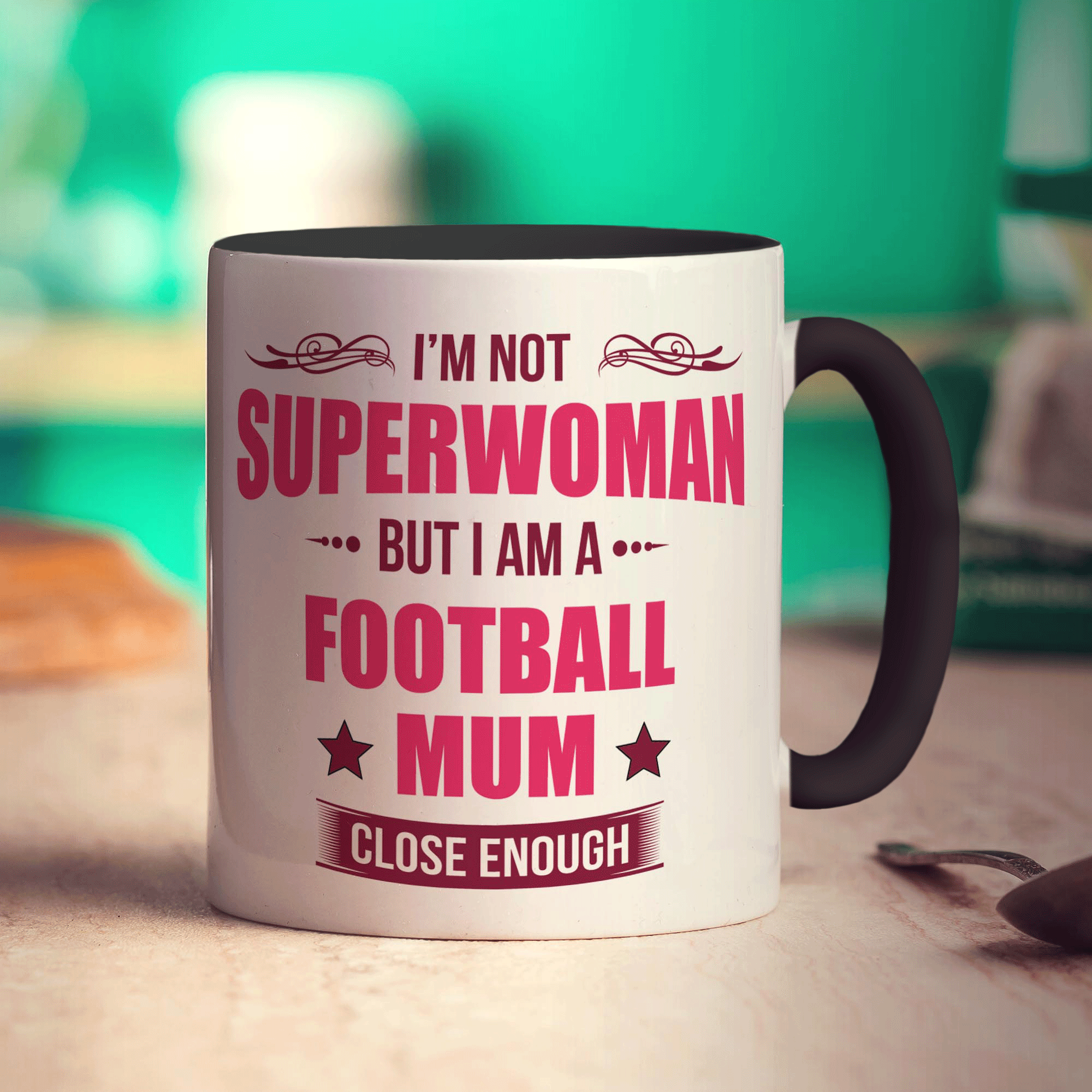 I'm Not Superwoman But I Am A Football Mum... Close Enough Mug - Standard 330ml (11oz) / Black
