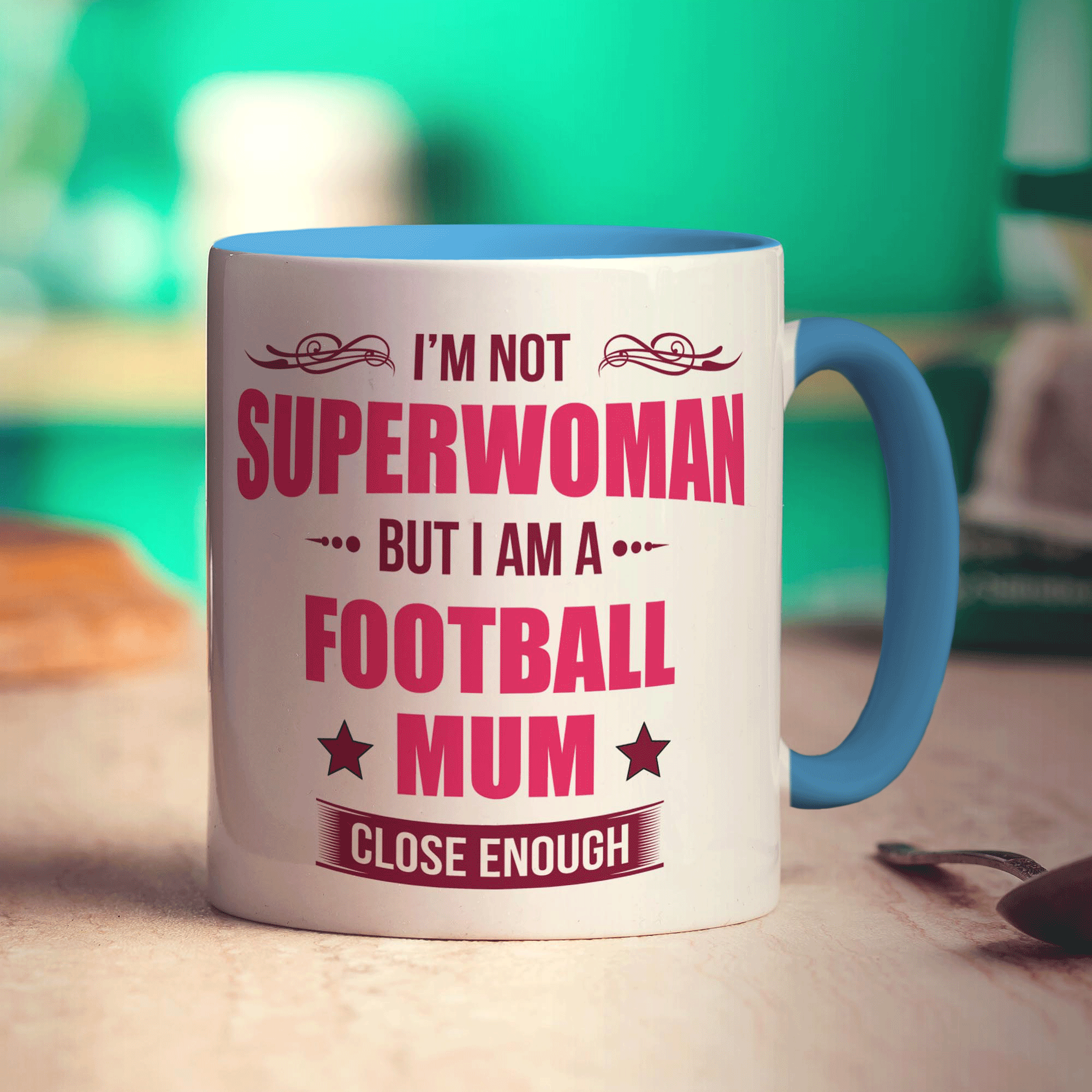I'm Not Superwoman But I Am A Football Mum... Close Enough Mug - Standard 330ml (11oz) / Blue