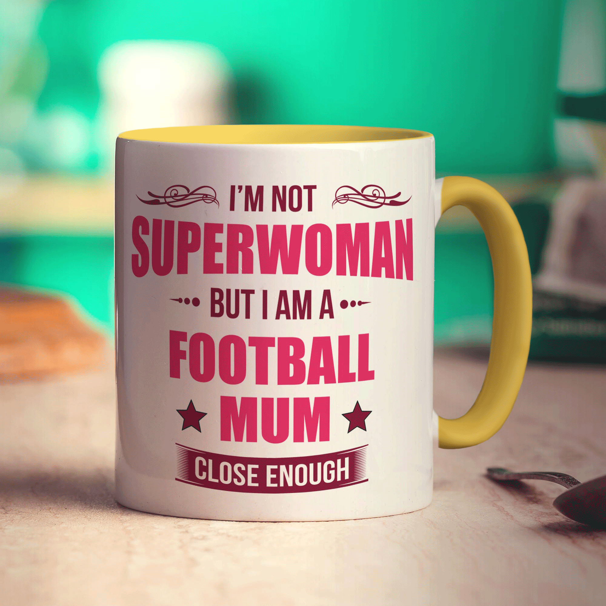 I'm Not Superwoman But I Am A Football Mum... Close Enough Mug - Standard 330ml (11oz) / Yellow