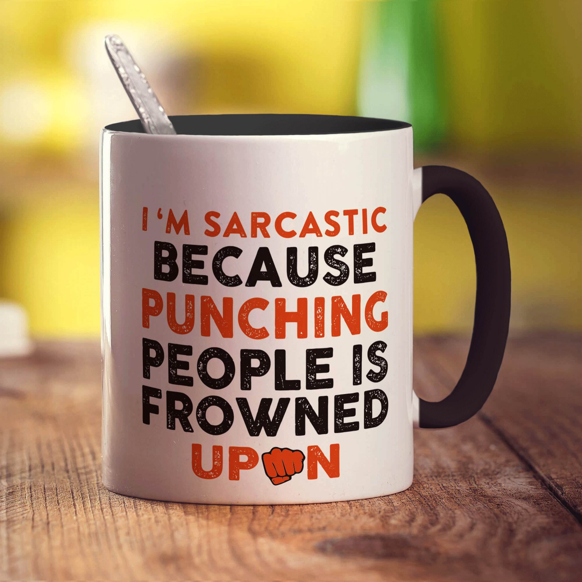 I'm Sarcastic Because Punching People is Frowned Upon Mug - Standard 330ml (11oz) / Black