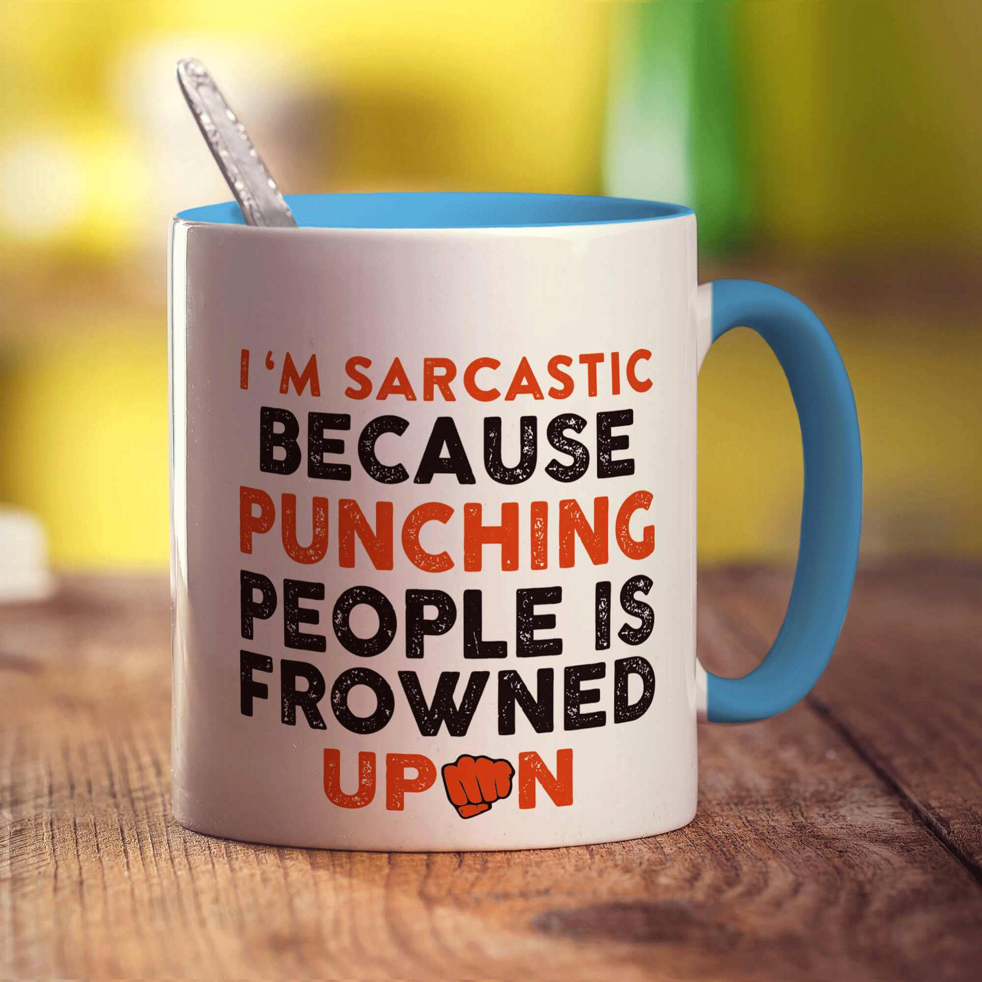 I'm Sarcastic Because Punching People is Frowned Upon Mug - Standard 330ml (11oz) / Blue