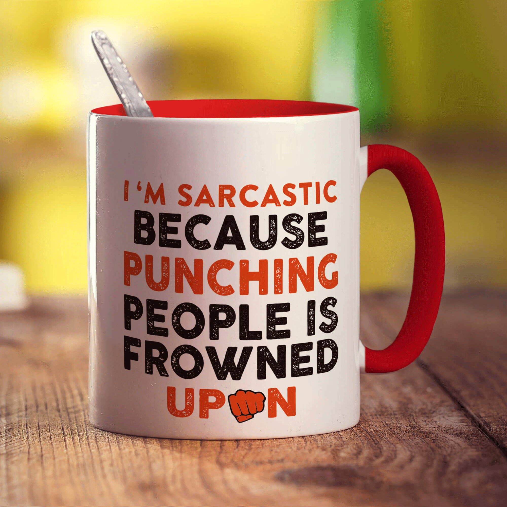 I'm Sarcastic Because Punching People is Frowned Upon Mug - Standard 330ml (11oz) / Red