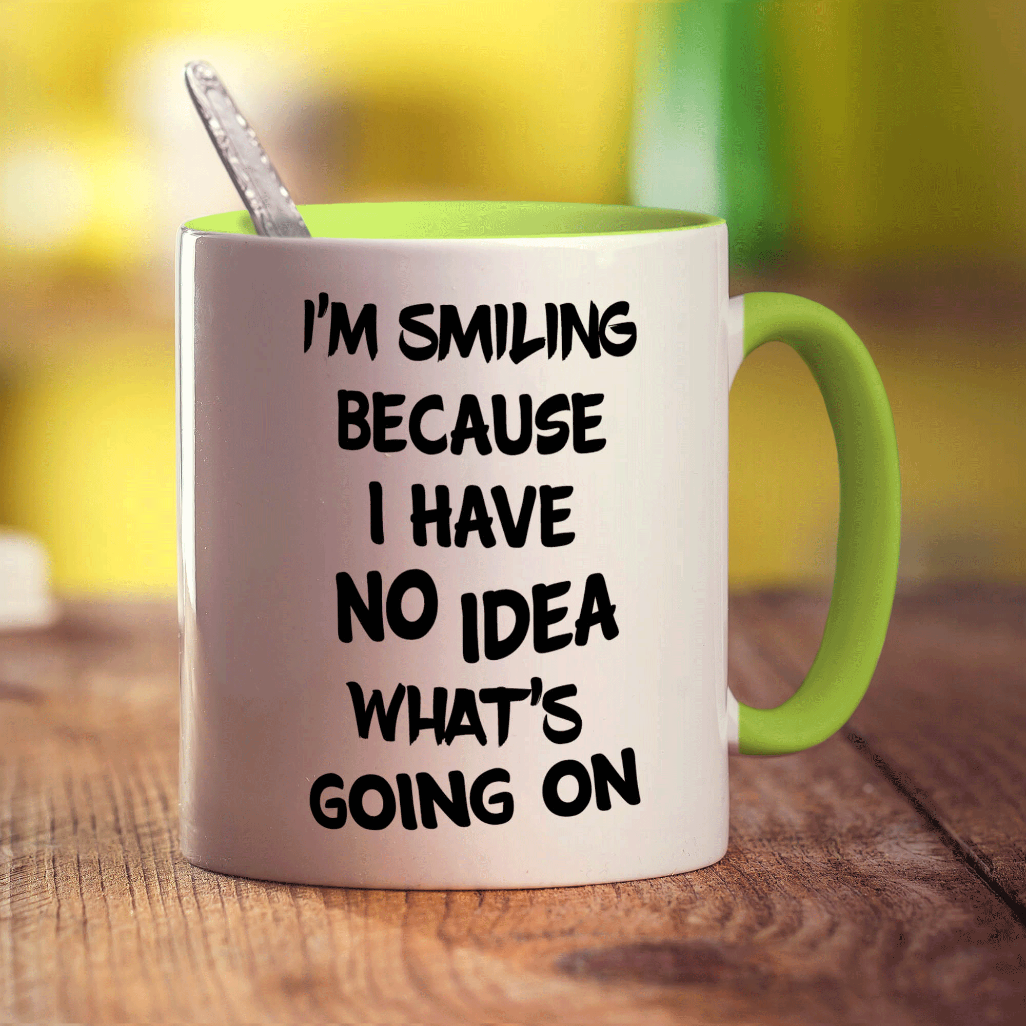 I'm Smiling Because I Have No Idea What's Going On Mug - Standard 330ml (11oz) / Green