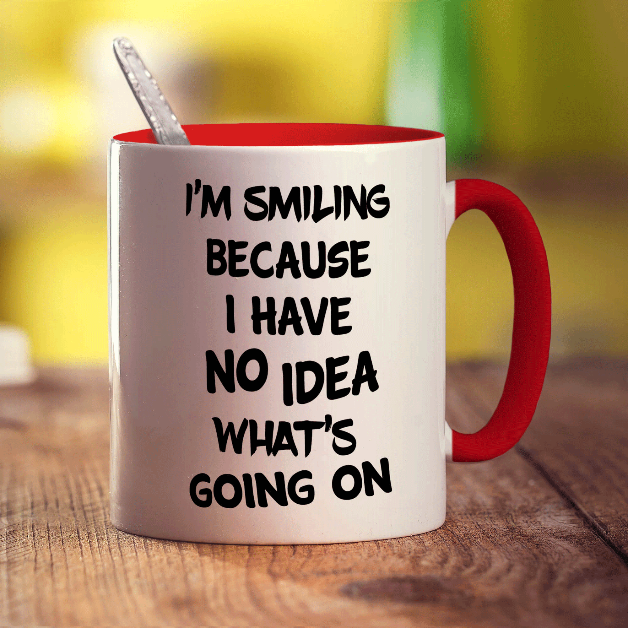 I'm Smiling Because I Have No Idea What's Going On Mug - Standard 330ml (11oz) / Red