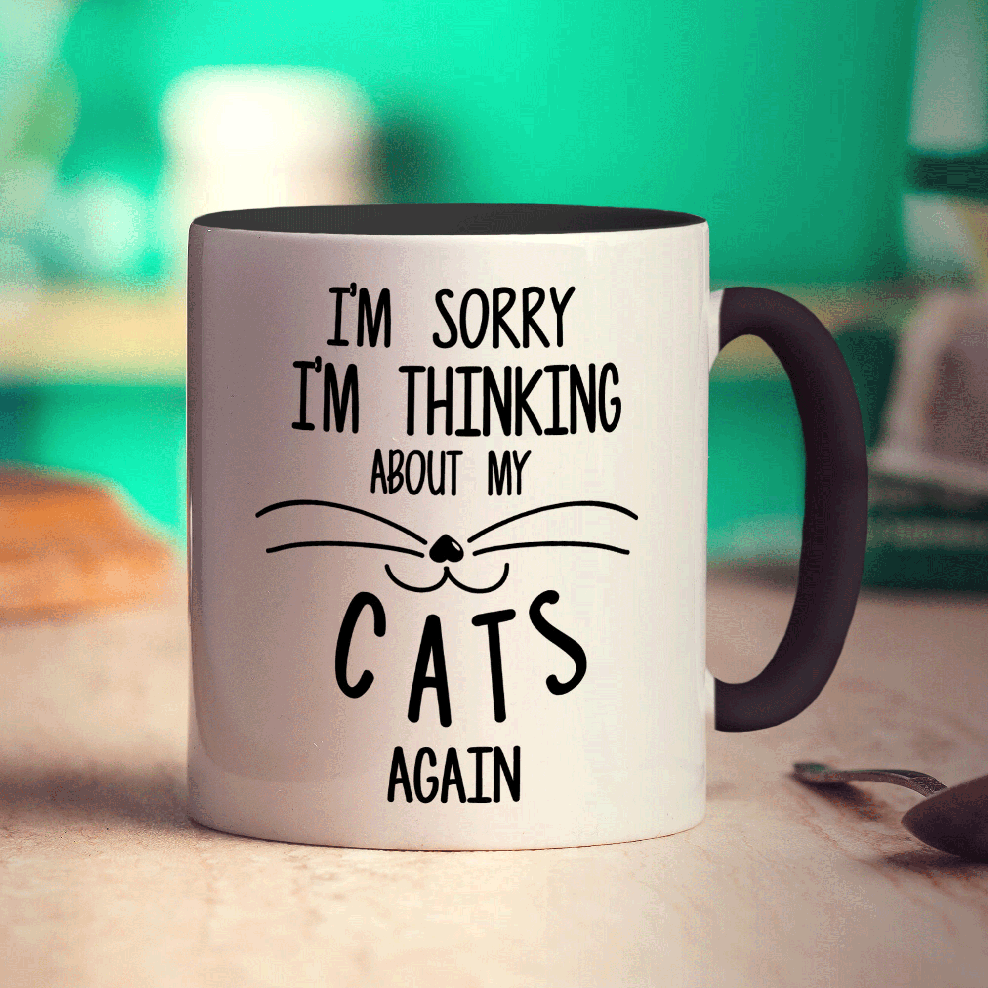 I'm Sorry I'm Thinking About My Cats Again Mug - Standard 330ml (11oz) / Black