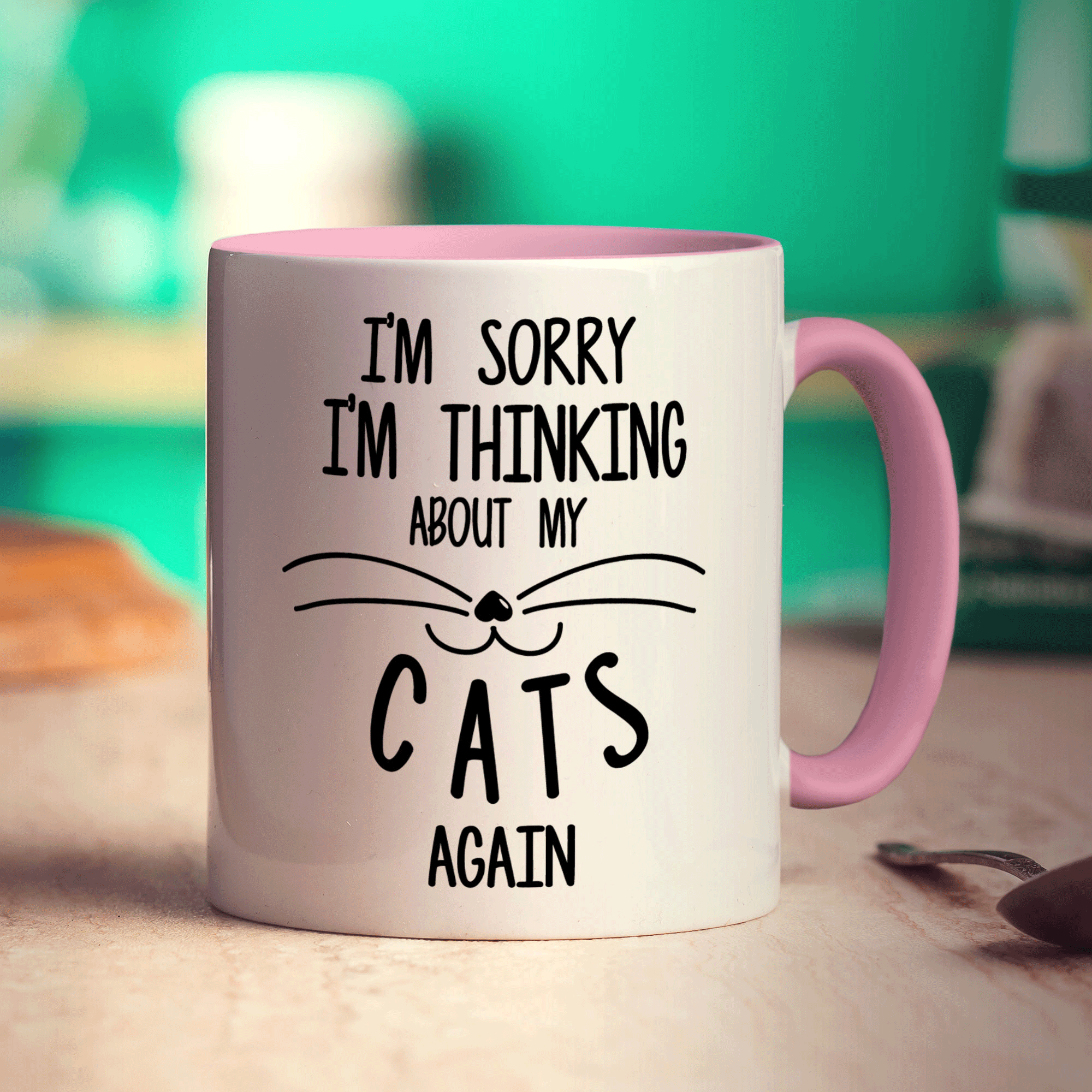 I'm Sorry I'm Thinking About My Cats Again Mug - Standard 330ml (11oz) / Pink