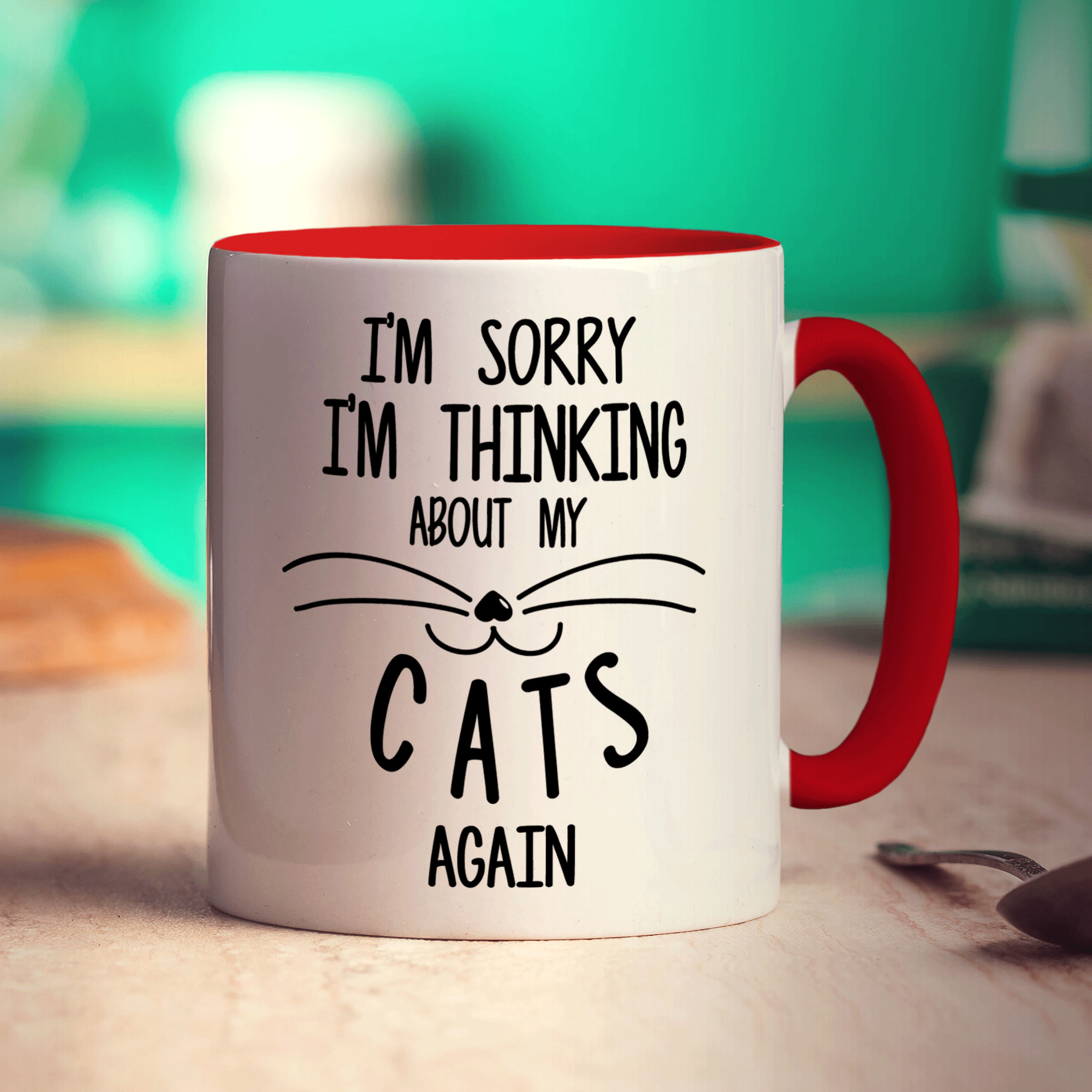 I'm Sorry I'm Thinking About My Cats Again Mug - Standard 330ml (11oz) / Red