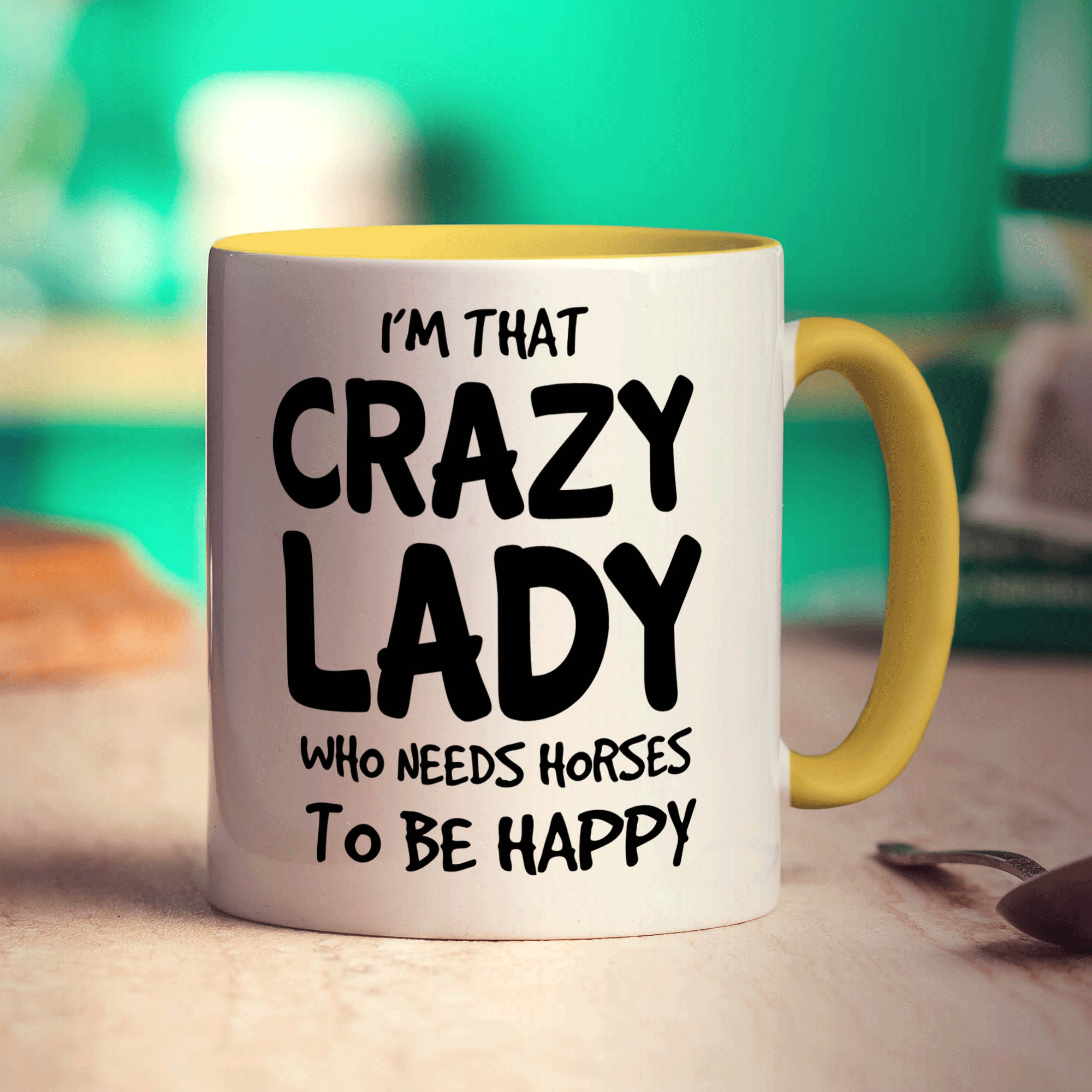 I'm That Crazy Lady Who Needs Horses To Be Happy Mug - Standard 330ml (11oz) / Yellow