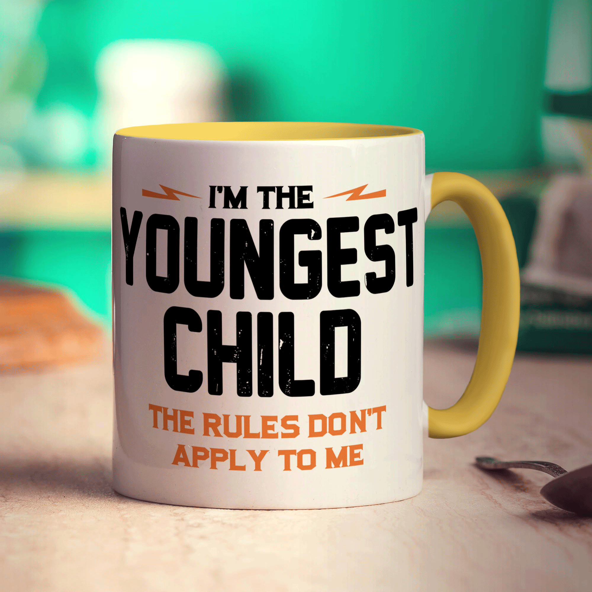 I'm The Youngest Child, the Rules Don't Apply To Me Mug - Standard 330ml (11oz) / Yellow