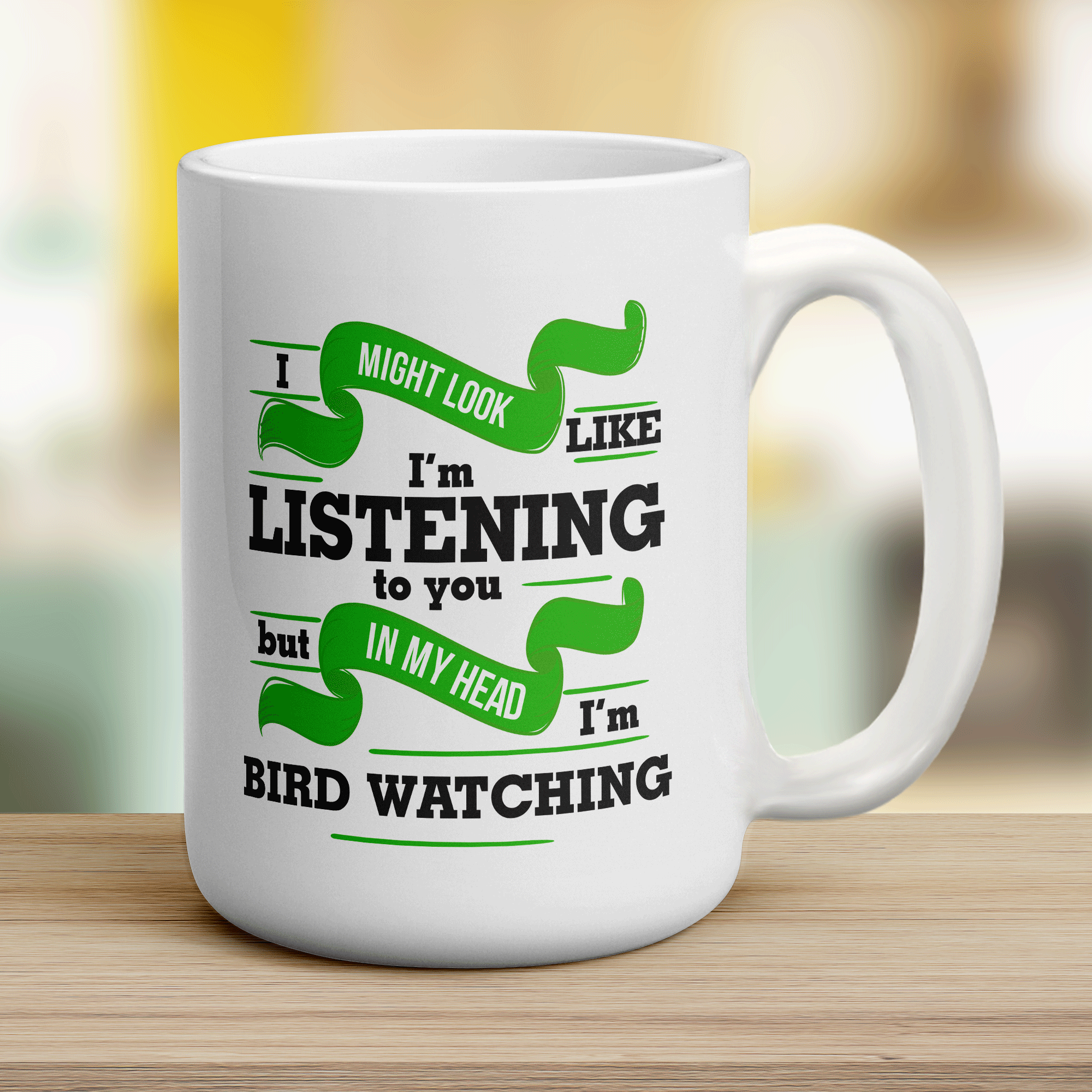 I Might Look Like I'm Listening to you But In My Head I'm Bird Watching Mug - Jumbo 440ml (15oz) / White