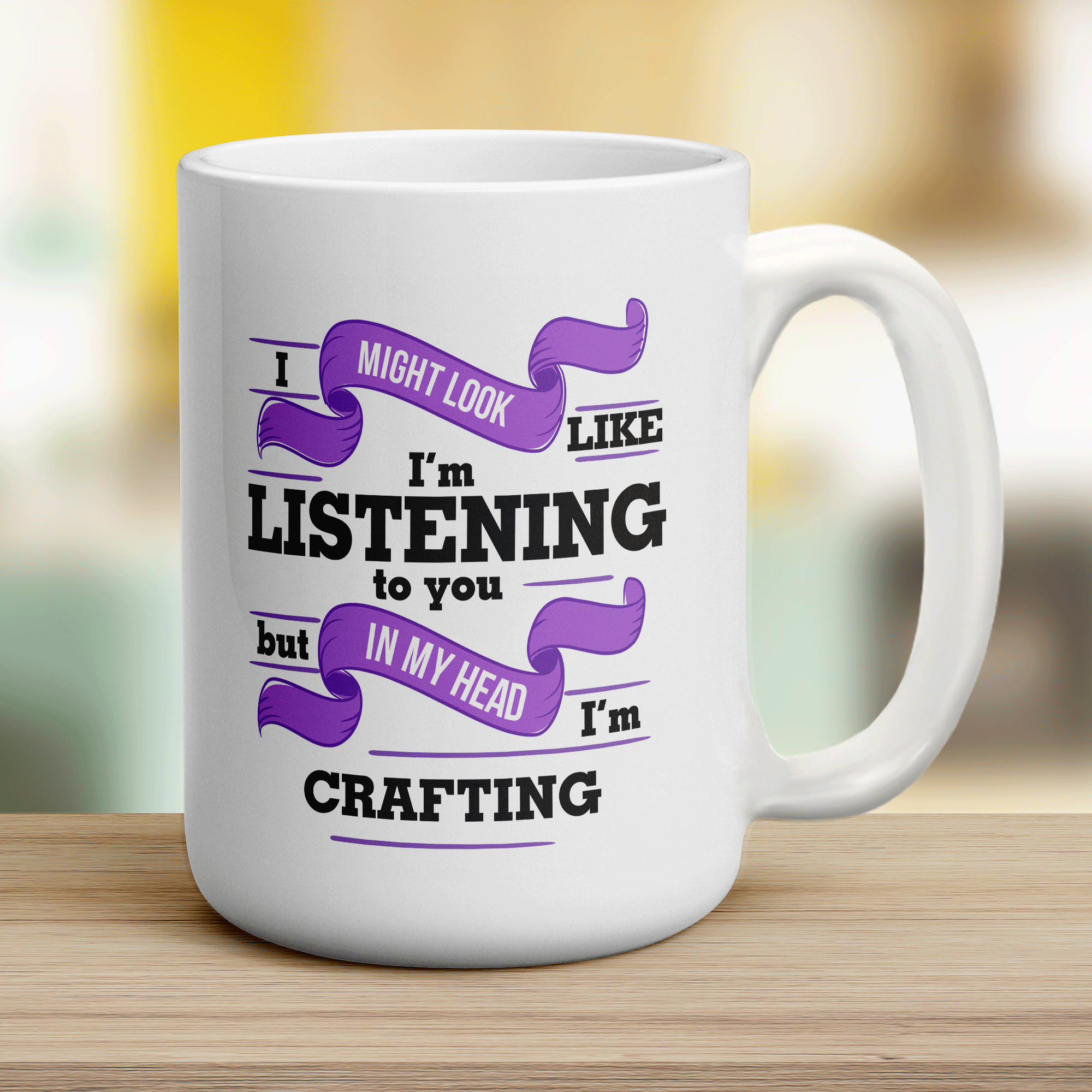 I Might Look Like I'm Listening to you But In My Head I'm Crafting Mug - Jumbo 440ml (15oz) / White