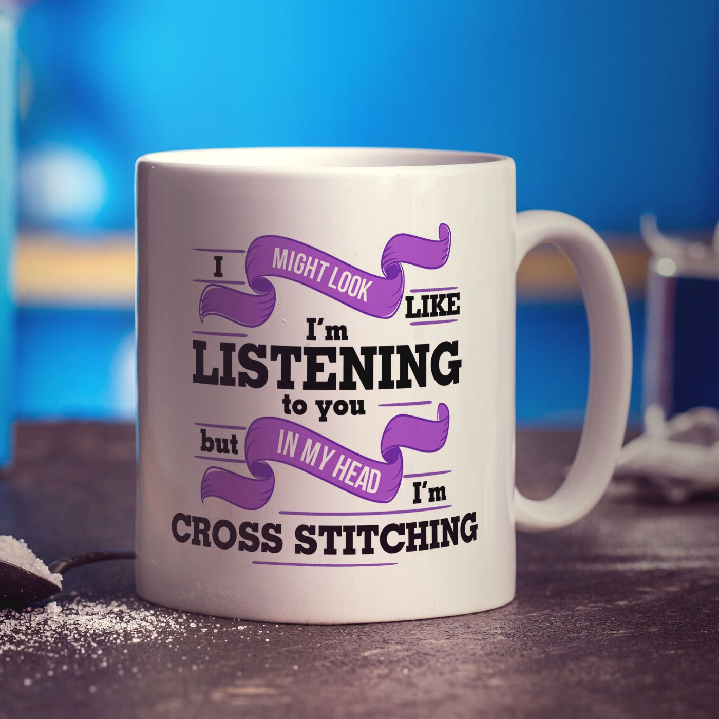 I Might Look Like I'm Working But in My Head I'm Cross Stitching Mug - Standard 330ml (11oz) / White