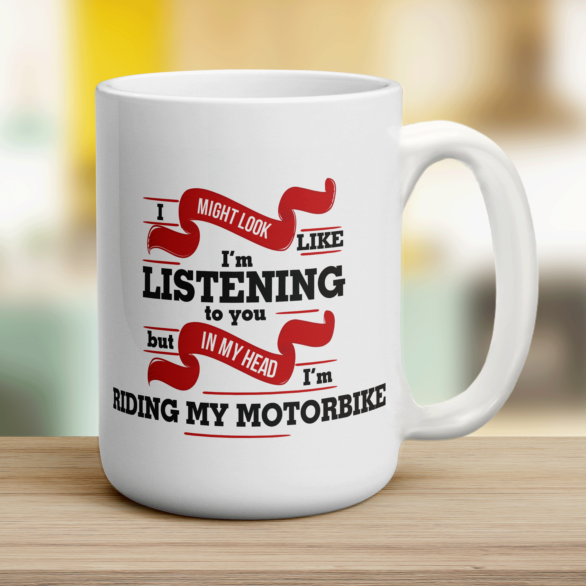 I Might Look Like I'm Listening But In My Head I'm Riding My Motorbike Mug - Jumbo 440ml (15oz) / White