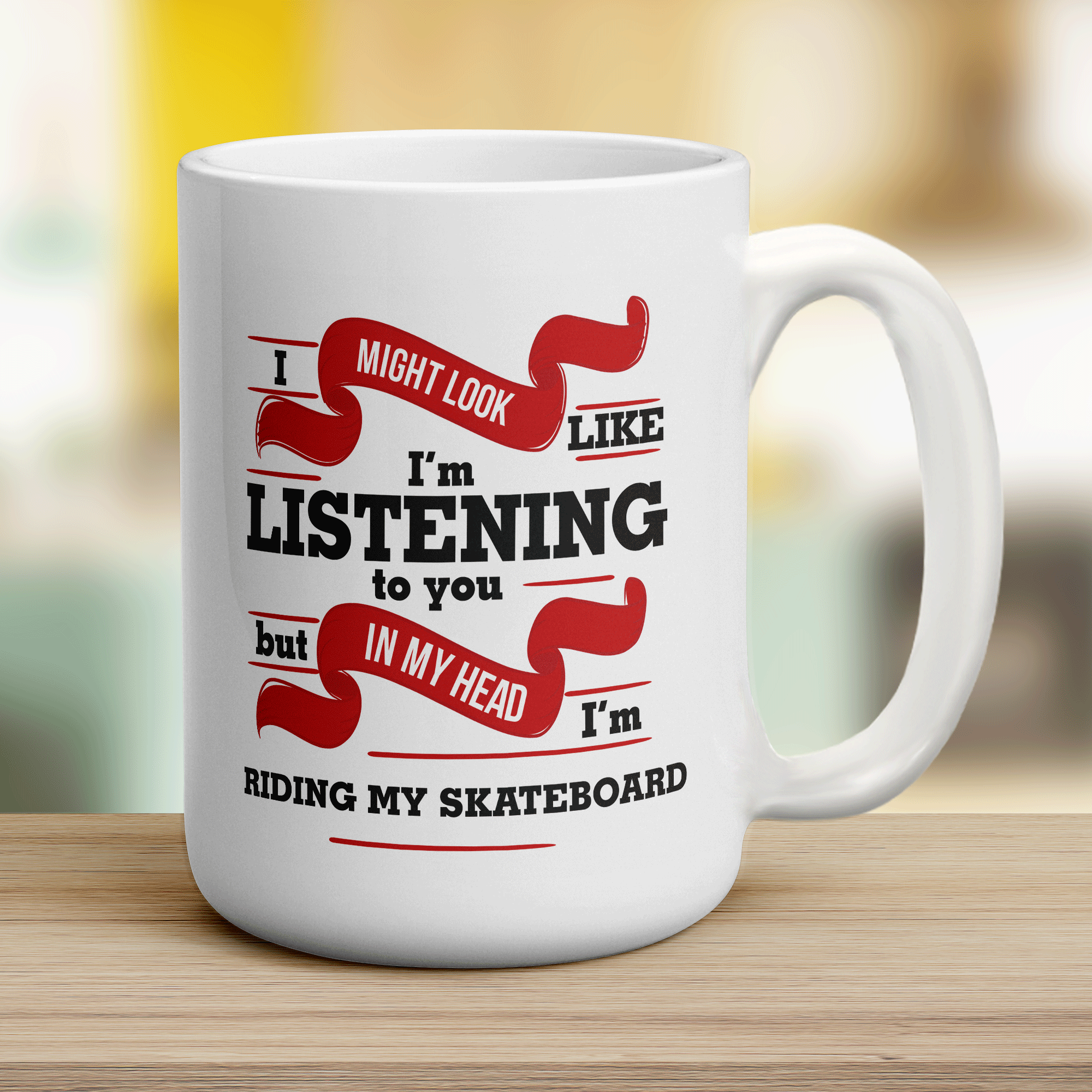 I Might Look Like I'm Listening But In My Head I'm Riding My Skateboard Mug - Jumbo 440ml (15oz) / White