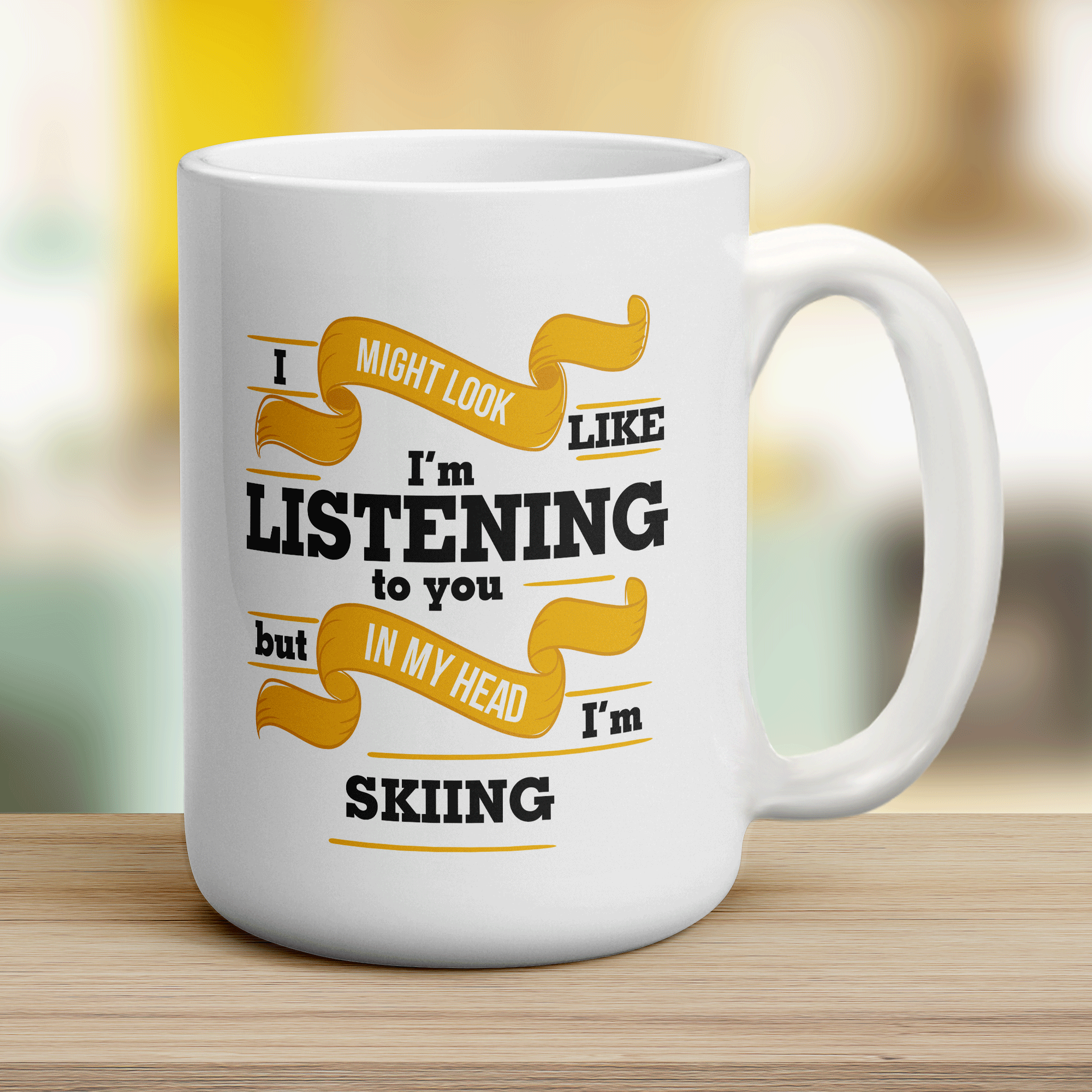 I Might Look Like I'm Listening to you But In My Head I'm Skiing Mug - Jumbo 440ml (15oz) / White