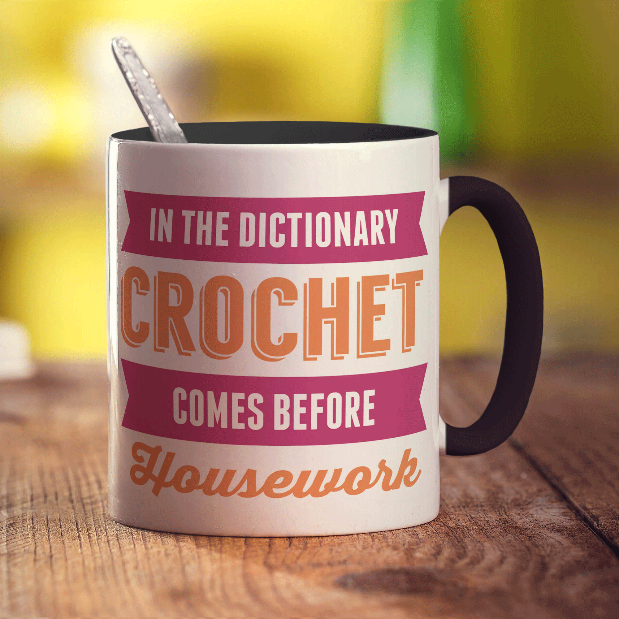 In The Dictionary Crochet Comes Before Housework Mug - Standard 330ml (11oz) / Black