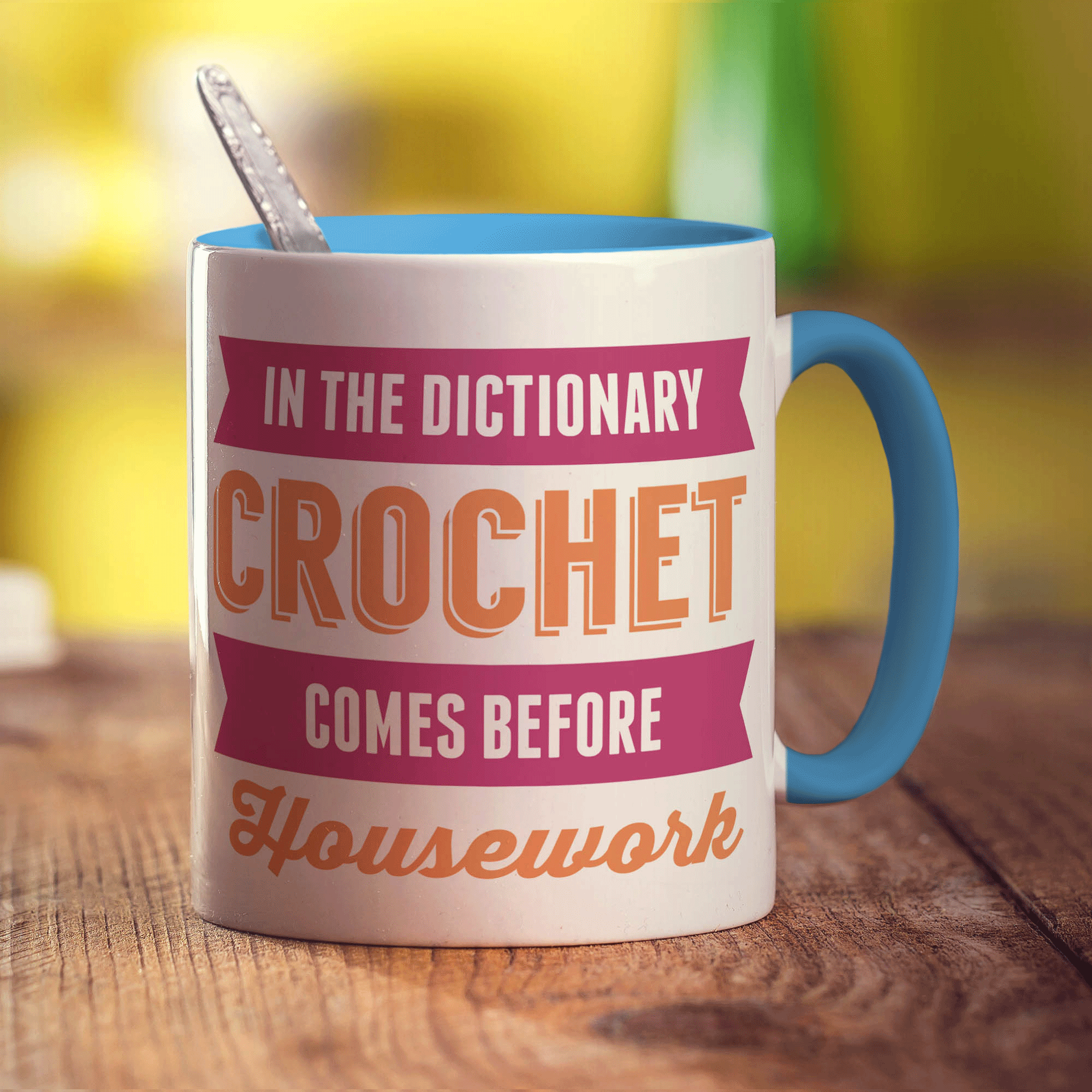 In The Dictionary Crochet Comes Before Housework Mug - Standard 330ml (11oz) / Blue