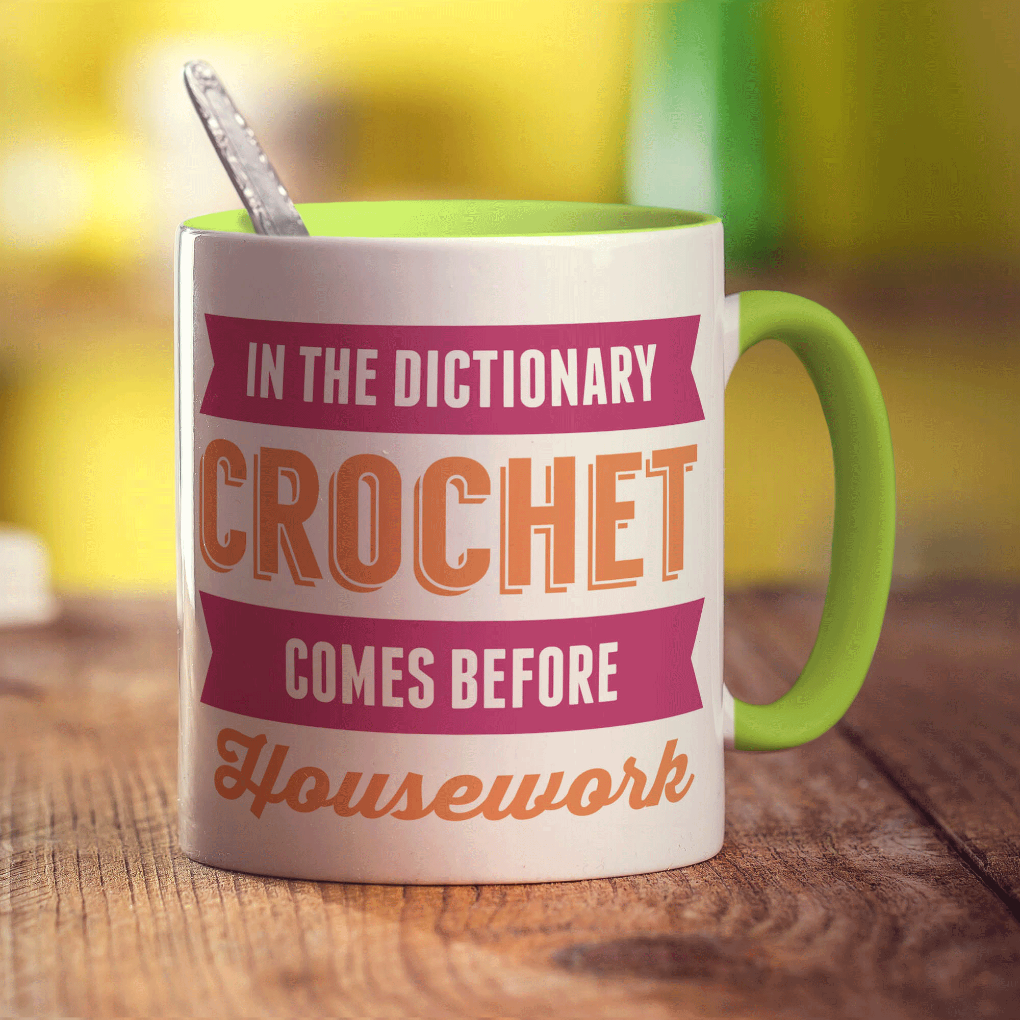 In The Dictionary Crochet Comes Before Housework Mug - Standard 330ml (11oz) / Green
