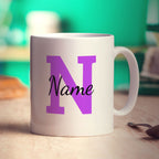 Initial and Name Mug with Photo - Purple