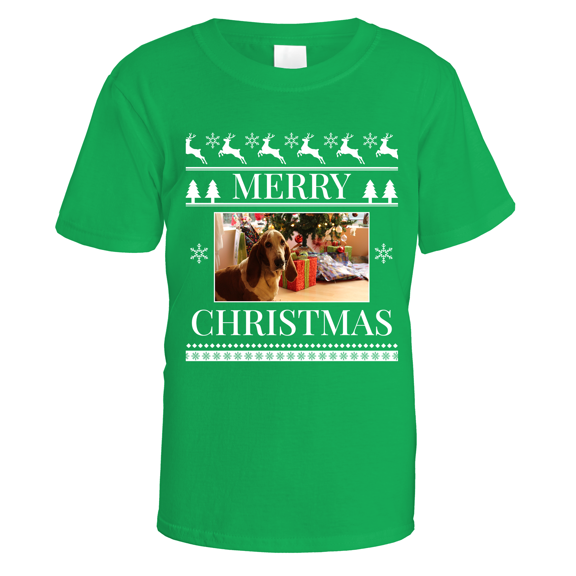 Merry Christmas Photo Patterned Personalised T-Shirt