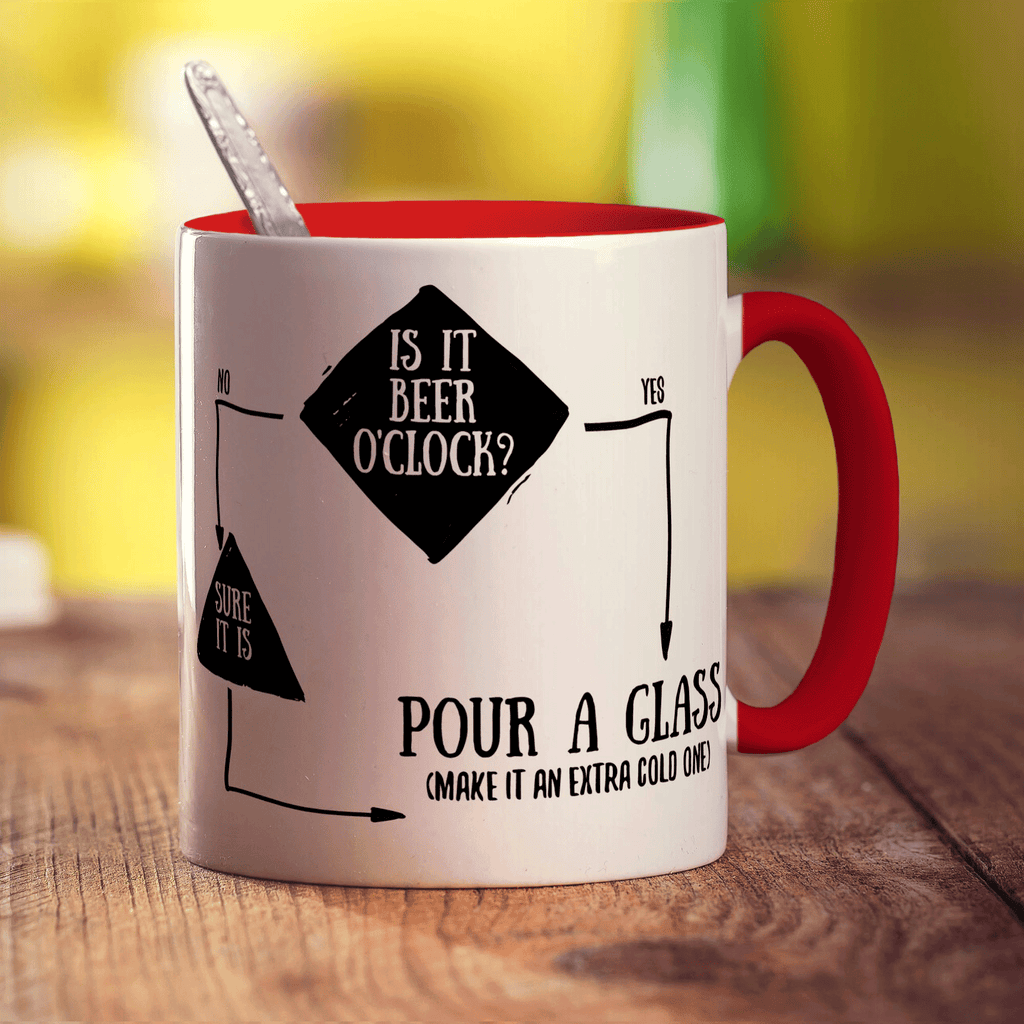 Is It Beer O'Clock? Flow Chart Mug - Standard 330ml (11oz) / Red