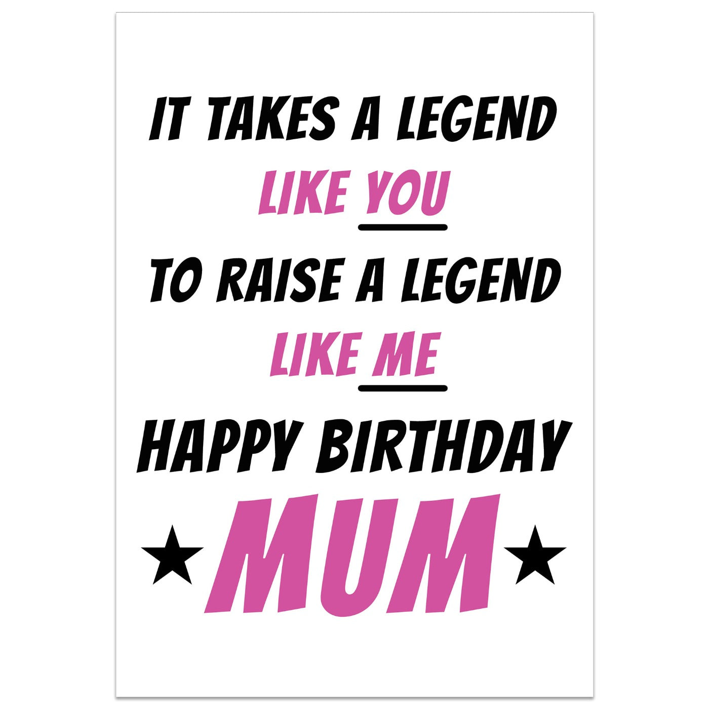 It Takes a Legend Like You to Raise a Legend Like Me Mum Birthday Card