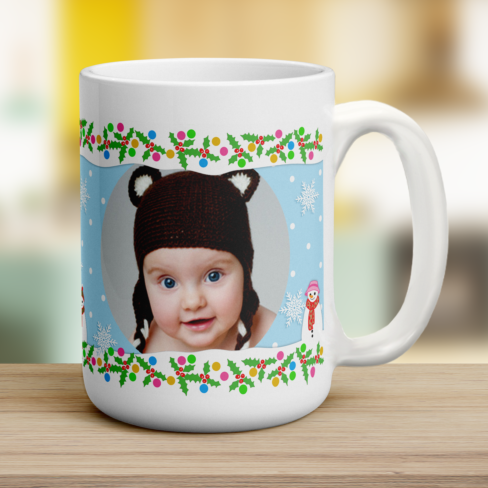 Snowmen Personalised Photo Mug - Jumbo 440ml (15oz) / White