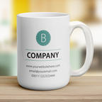 Promotional Mug with Teal Stamp - Jumbo 440ml (15oz) / White